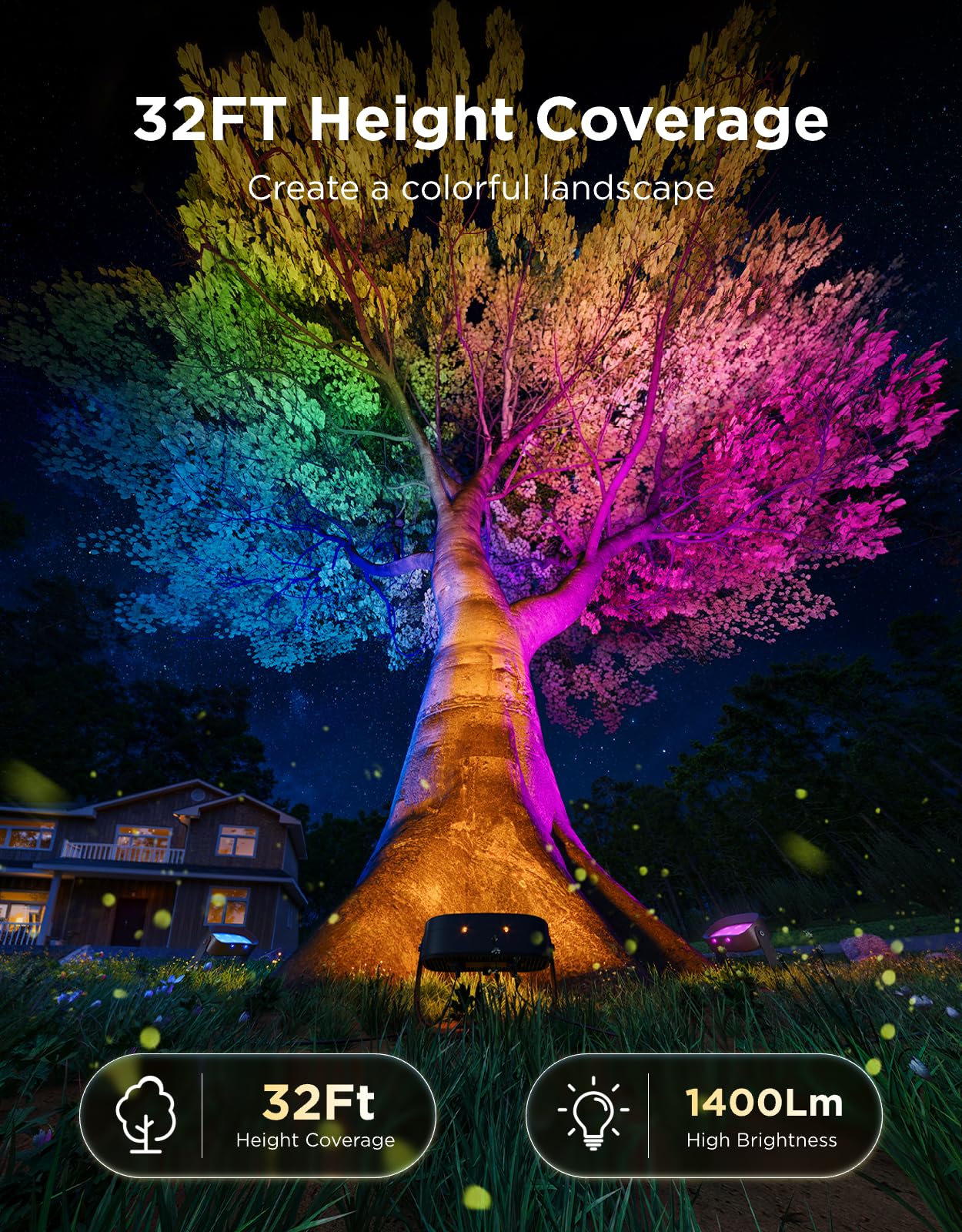 Govee Outdoor Tree Lights 3-Pack, RGBWIC LED Landscape Lighting, Outdoor Lights for Yard Garden Patio, 66 Scene Modes for Holiday Party and Event, App