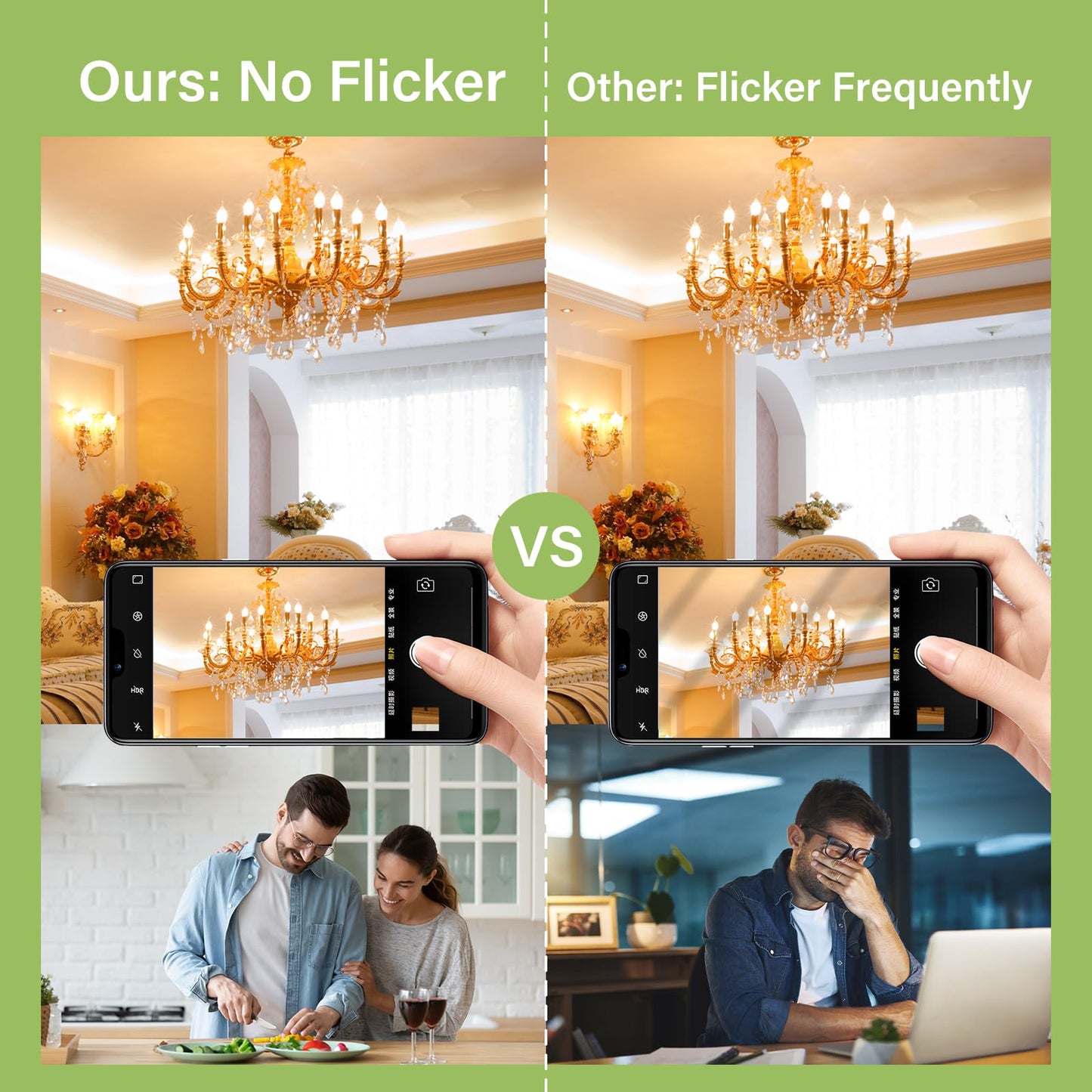 Sigalux Chandelier Dimmable Light Bulbs 60 Watt Equivalent, Energy Efficient 5W,2700K Soft White,450Lumens 15,000hrs,12 Packs Candle Light Bulbs