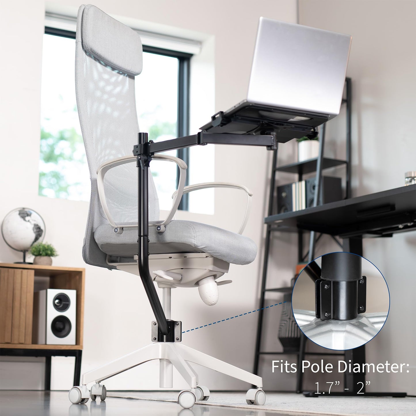 VIVO Office Chair Mounted 12 x 9 Inch Laptop Tray, Ergonomic Tilt, Full Motion 360 Degree Rotation, Black, MOUNT-KB08CL