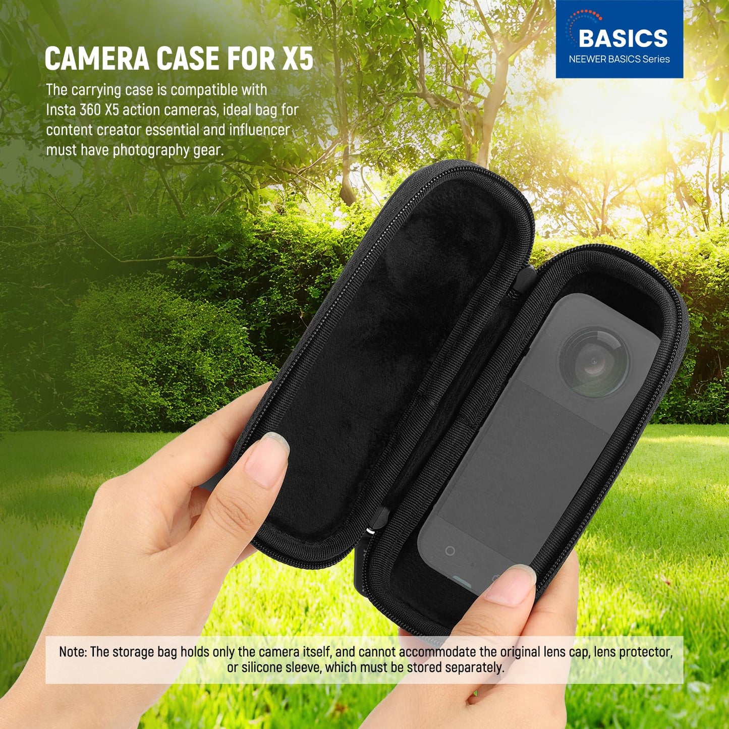 NEEWER BASICS Carrying Case Compatible with Insta 360 X5, Portable Small Travel Protector Hard Shell Protective Storage Bag with Carabiner, Action