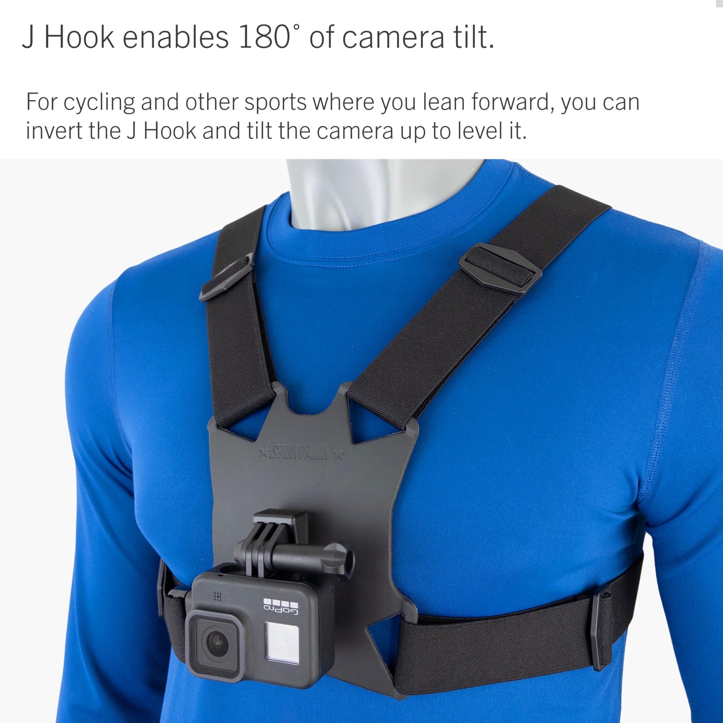 STUNTMAN High Stability Chest Mount with J Hook for Action Cameras - Fits GoPro, DJI Osmo (Action 5 Pro, 4, 3, 2), Insta360 (Ace Pro, Ace, ONE RS, ONE