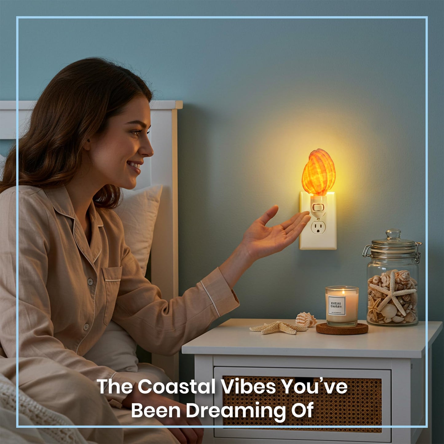 Nautical Crush Trading Seashell Night Light - Beach Night Light with Harpa Shell Light for Bathroom - Sea Shell Lamp - Seashell Lamp Plug Into Wall