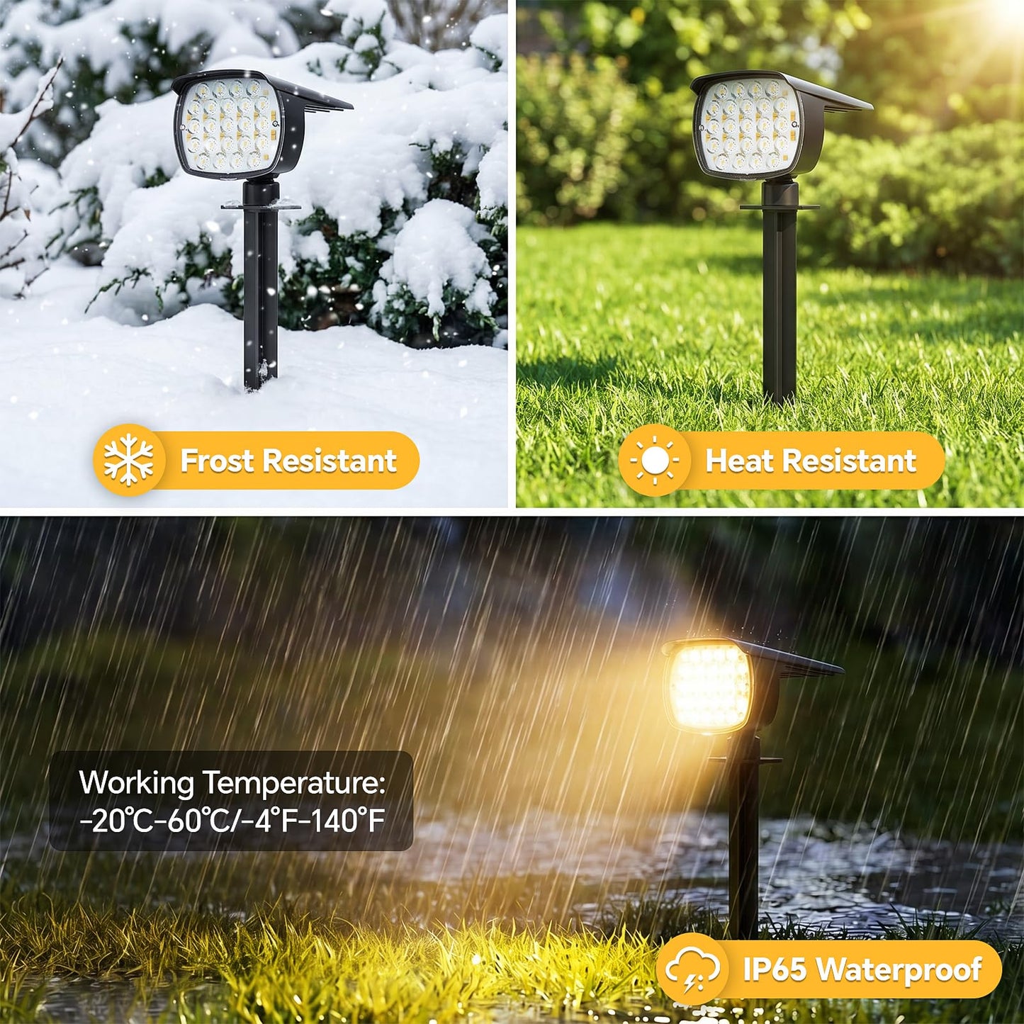 Etetale Solar Spot Lights Outdoor, 4 Pack 58 LED Solar Landscape Spotlights, Auto On/Off 3 Lighting Modes, 2-in-1 IP65 Waterproof Solar Landscape