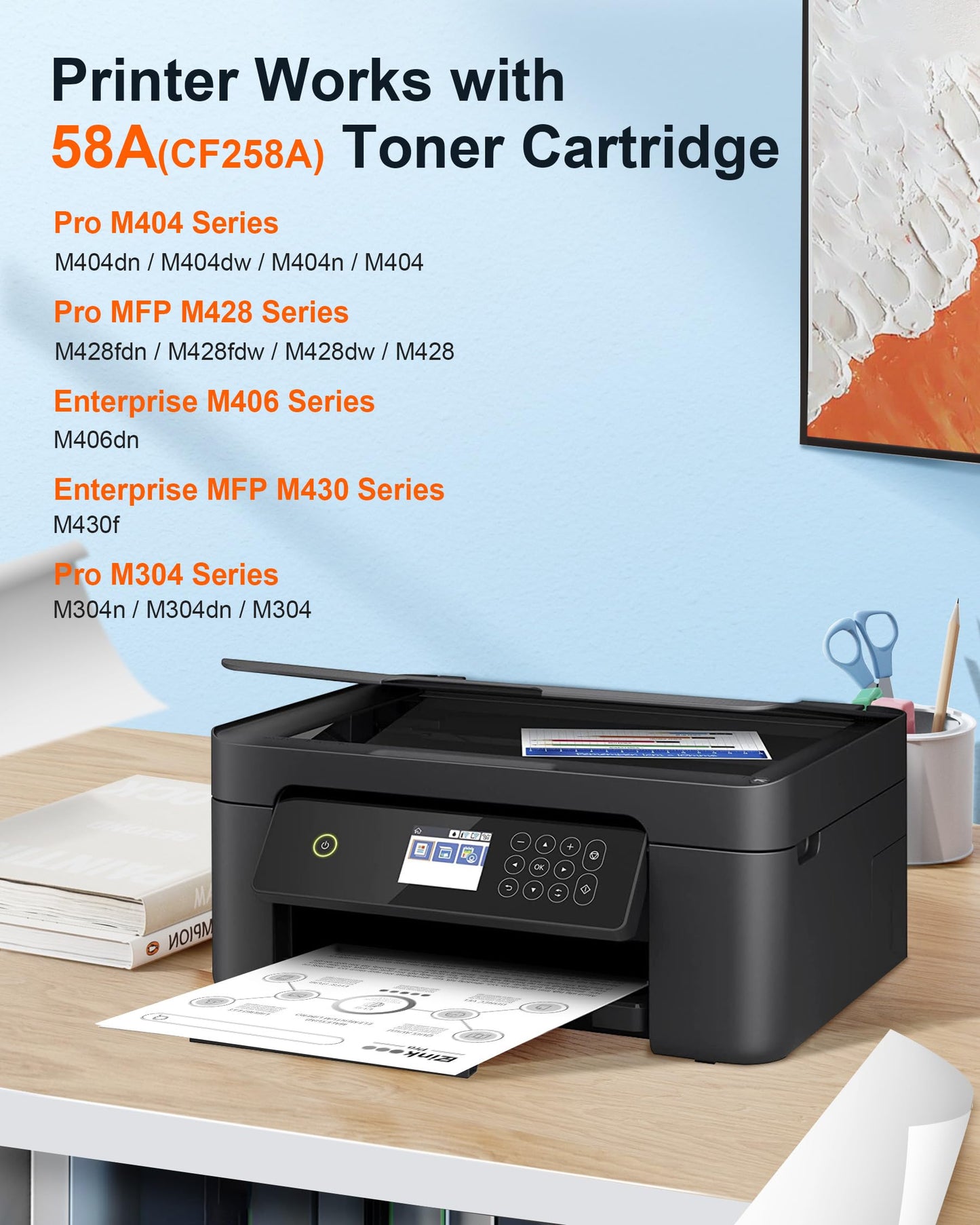 CF258A 58A Toner Cartridge Black Compatible for HP 58A CF258A 58X CF258X Toner Cartridge for LaserJet Pro MFP M428fdw M404dn M404n M404dw M428fdn