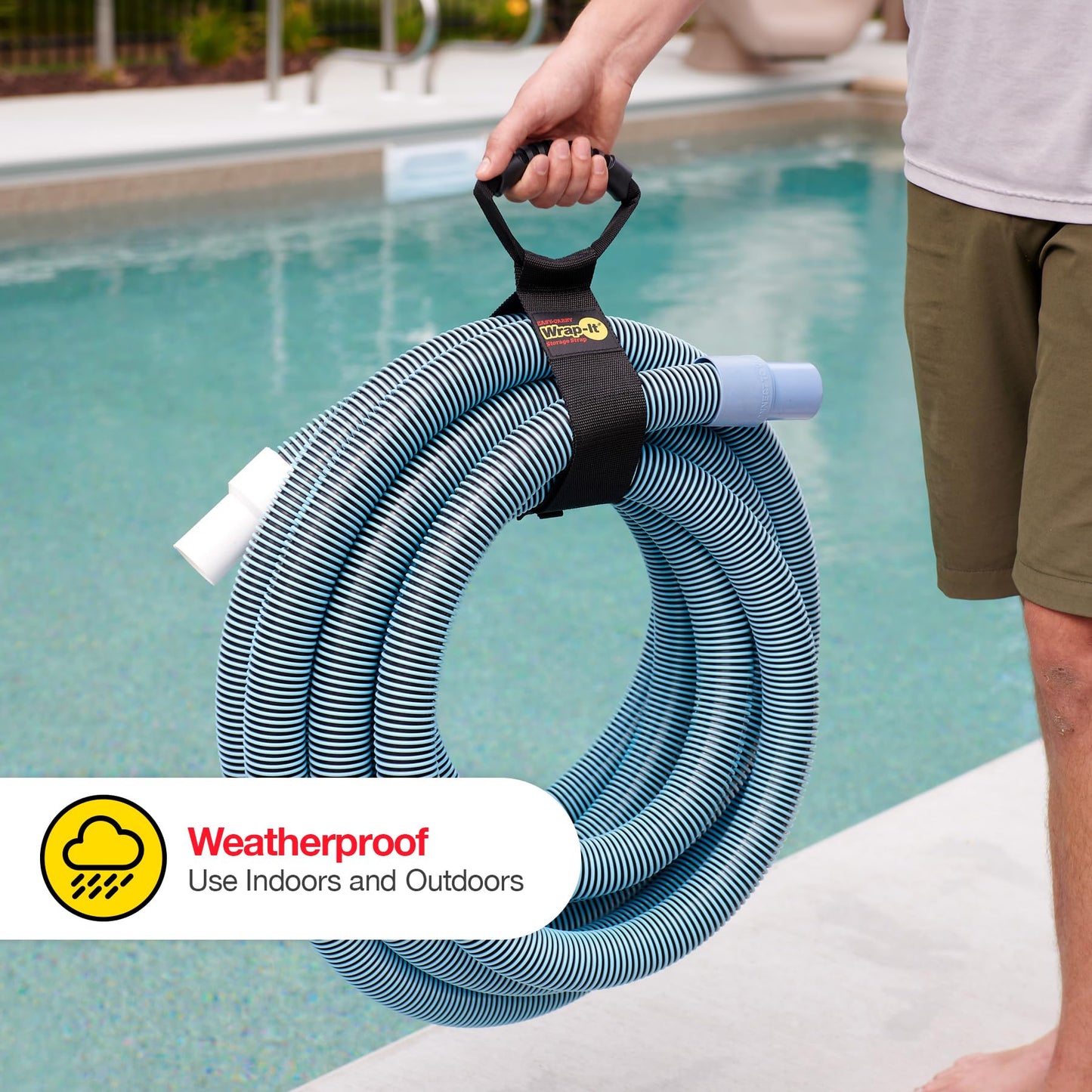 Wrap-It Storage Easy-Carry Straps - Assorted 3-Pack Black - Hook and Loop Straps with a Carrying Handle for Garden Hose, Extension Cord, Cable