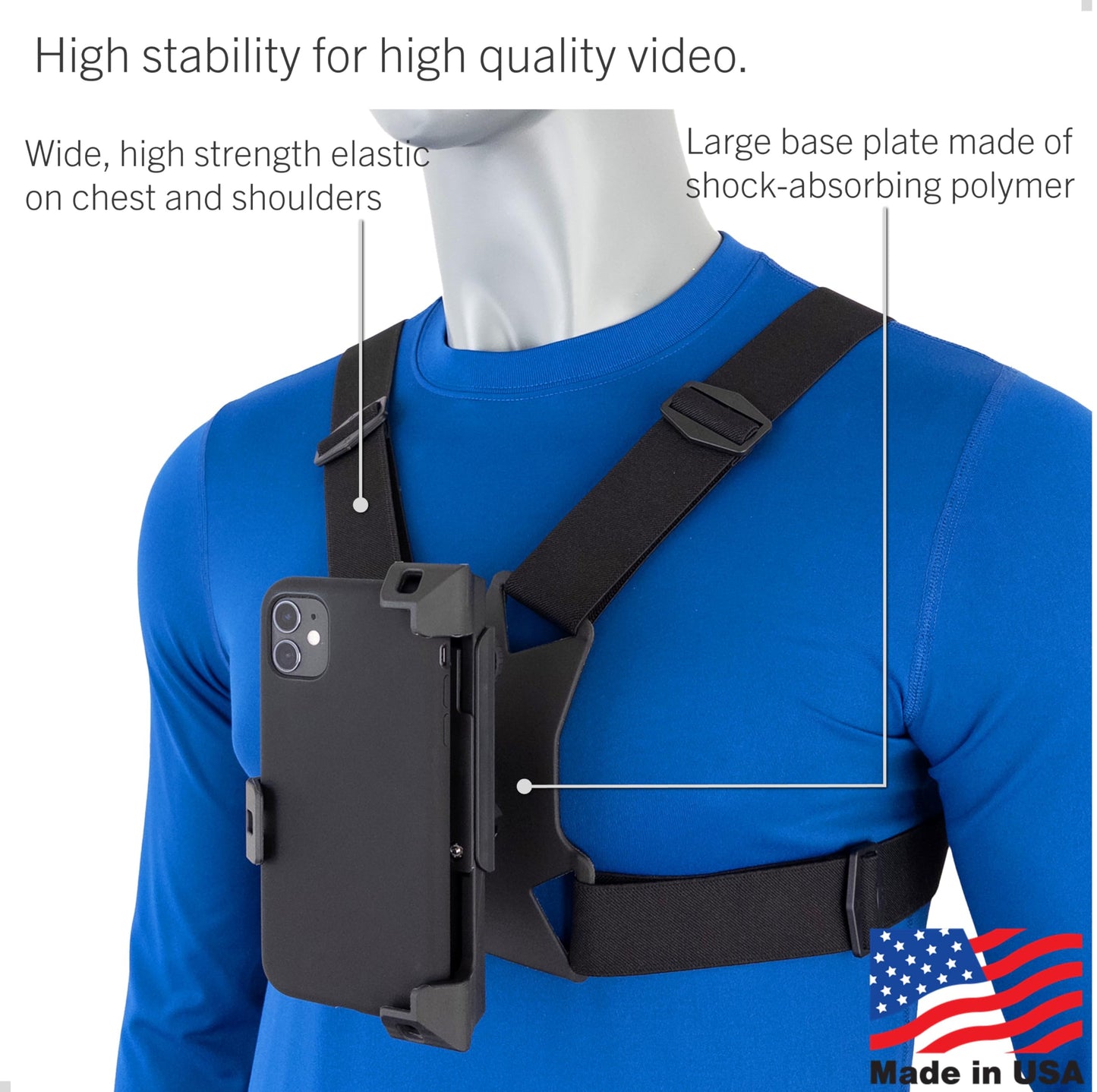 STUNTMAN High Stability Chest Mount for Smartphones - Compatible with iPhone, Samsung, Motorola, Google Pixel and Other Phones