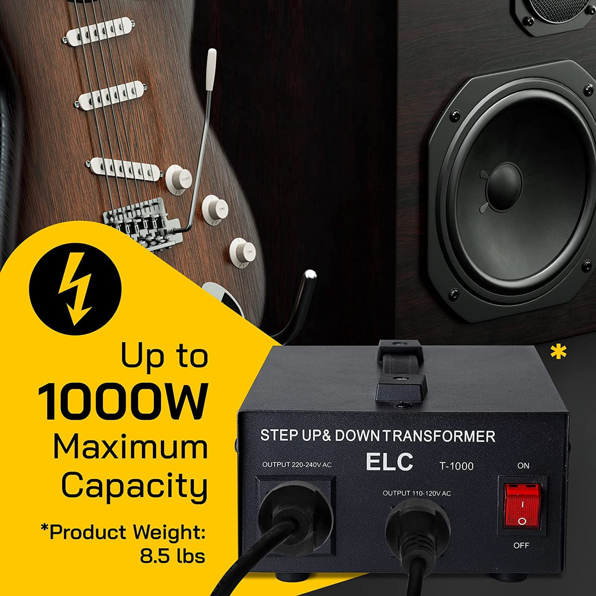 ELC T Series 1000 Watt Voltage Converter Transformer - Step Up/Down - 110v to 220v / 220v to 110v Power Converter - Circuit Breaker Protection, CE…