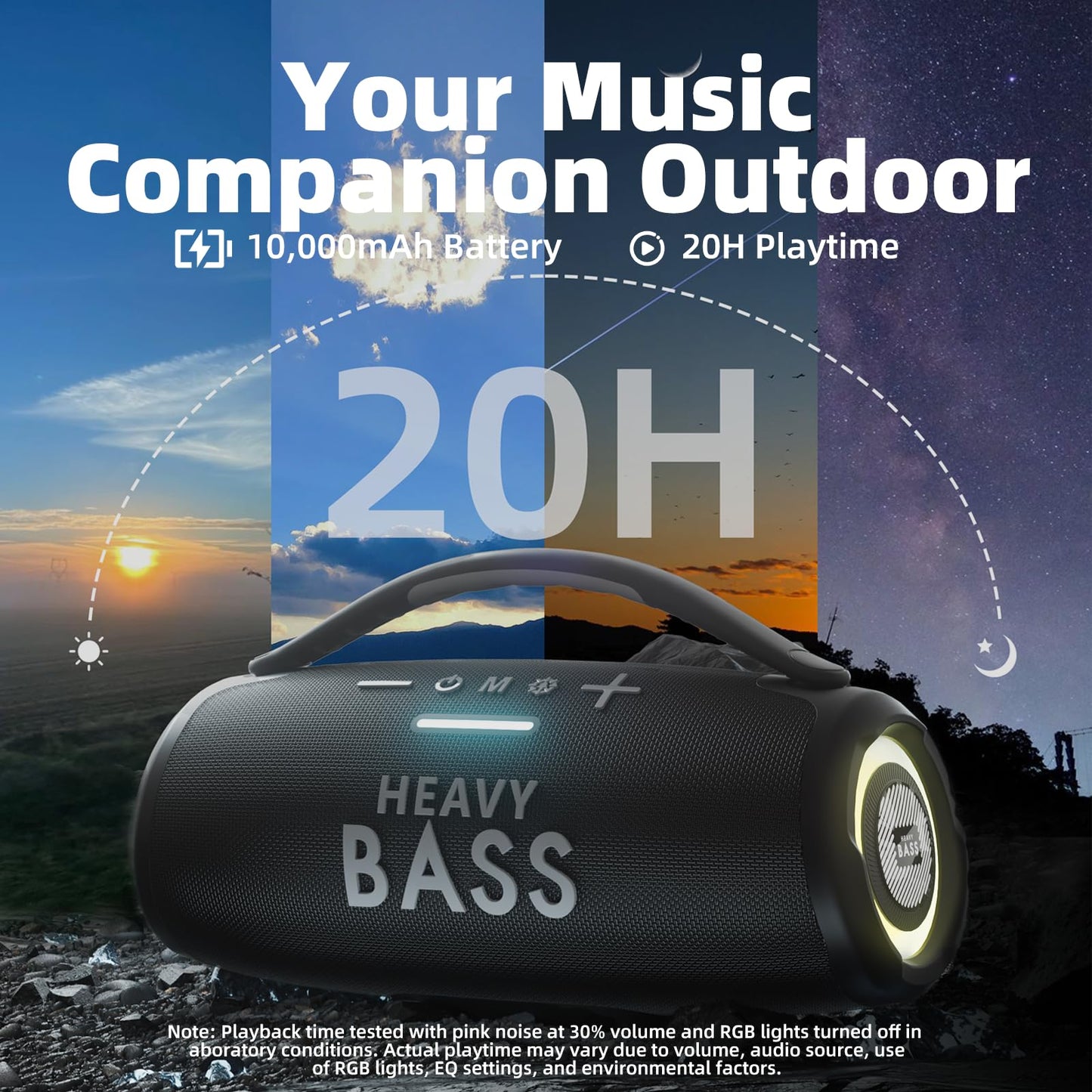 HEAVY BASS Speakers Bluetooth Wireless, 80W Max Loud Portable Speaker with Bass, 20H Playtime, IPX6 Waterproof, Dual Pairing, Gift Ideal for Adults
