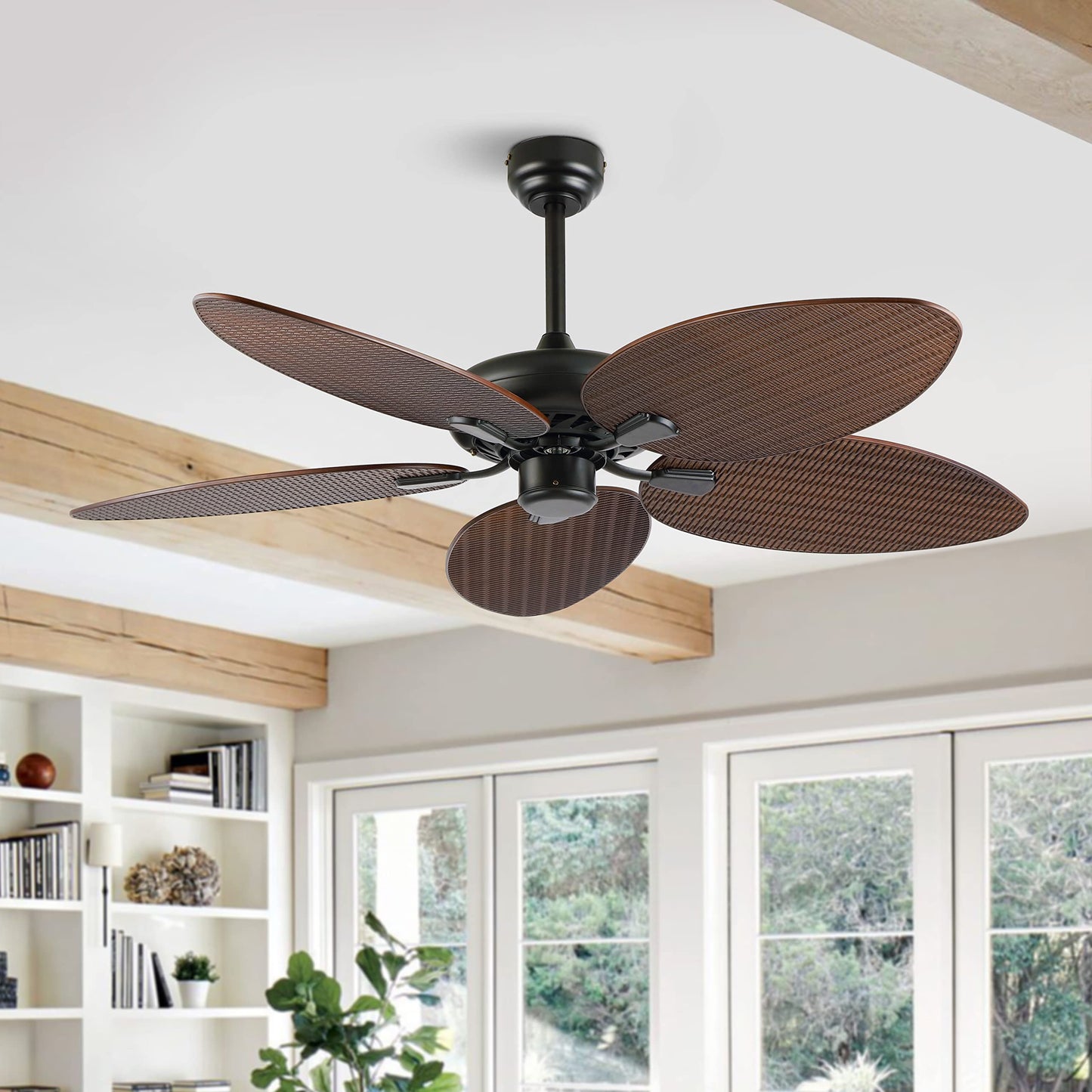 JONATHAN Y Raffles 52" Bohemian Industrial 6-Speed Ceiling Fan, Brown