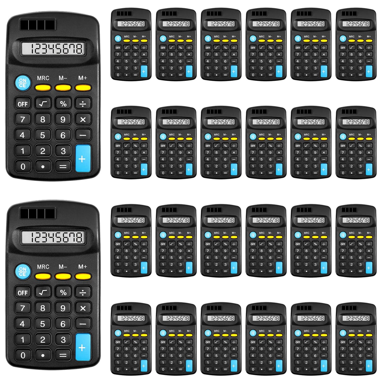 Loccmat 24 Pieces Pocket Calculator,Pocket Size Mini Calculators,Solar Battery Dual Power Function Calculator,8 Digit Display Basic Calculator