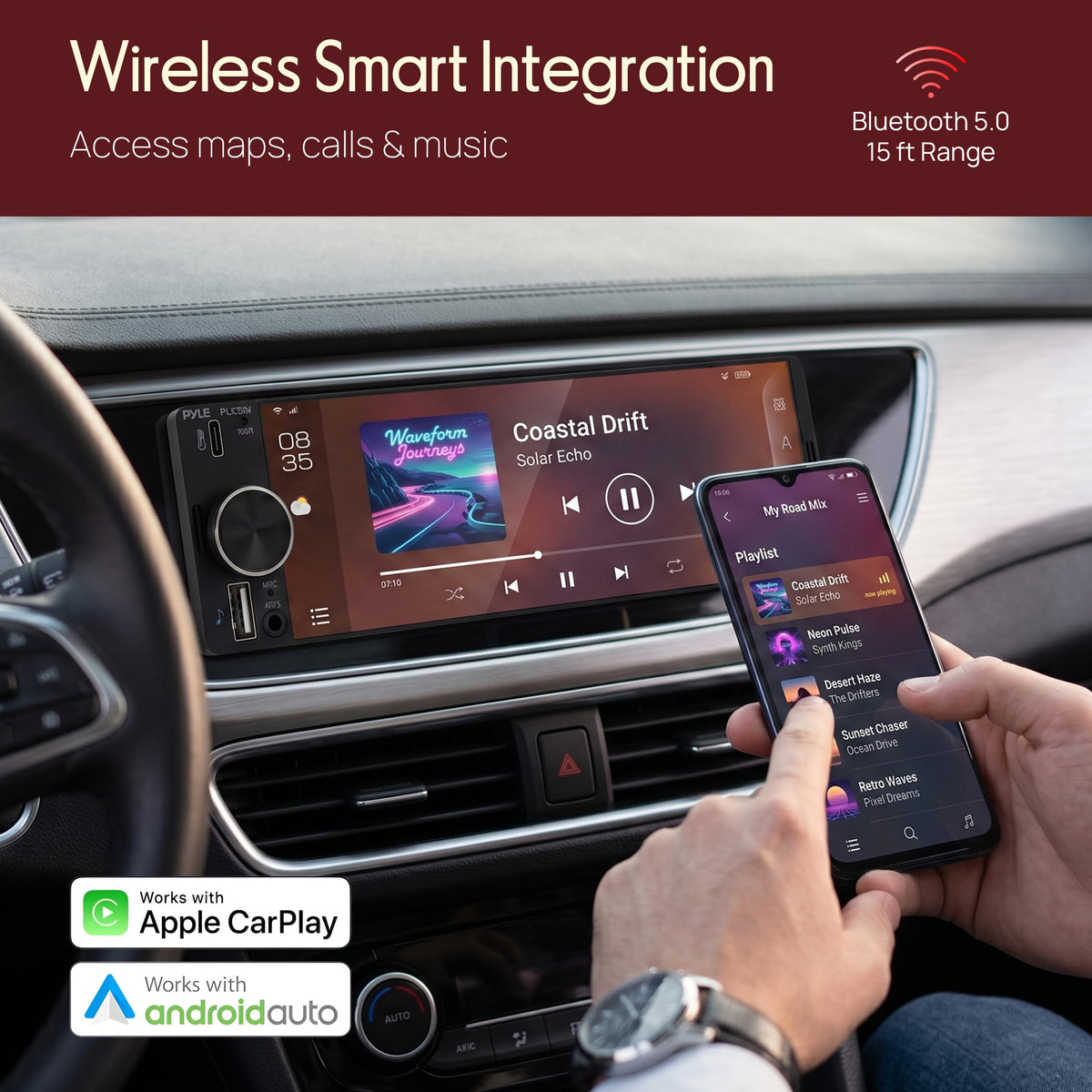 Pyle Apple CarPlay Single DIN Touchscreen Radio 6.26"
