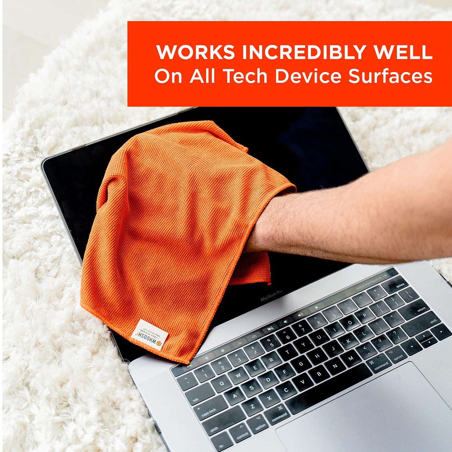 WHOOSH! Microfiber Cleaning Cloth, 3 Pack, Glasses and Screen Cleaning Cloth, Suitable for TV, Car Screen, Computer, Laptop, iPad, MacBook, Smart