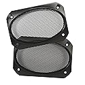 Speaker Grill Cover, 4 x 6 Inches, Black Satin A.B.S. Finish with Metal Mesh, Pair
