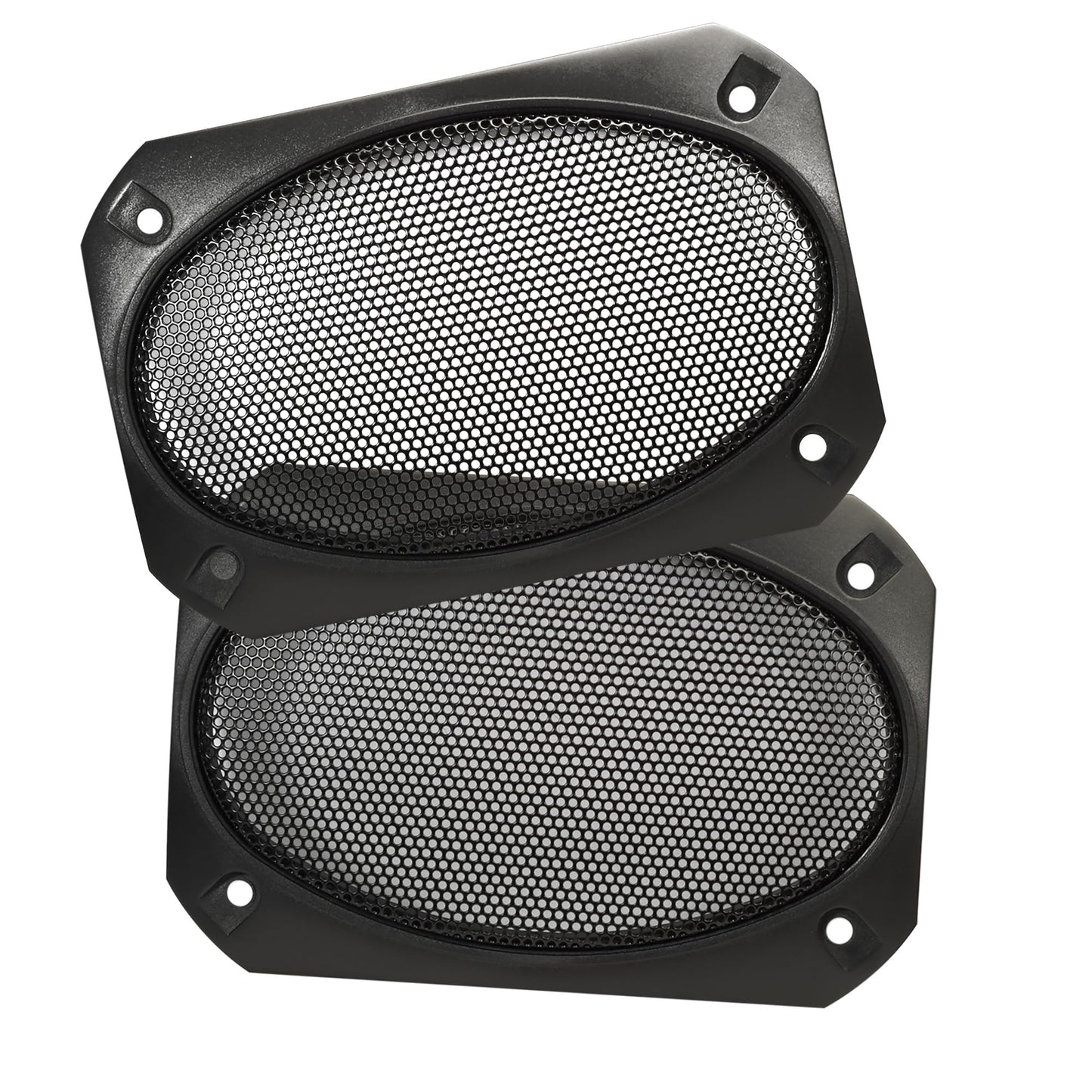 Speaker Grill Cover, 4 x 6 Inches, Black Satin A.B.S. Finish with Metal Mesh, Pair