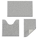 Bathroom Rugs Set 3 Pieces Extra Soft and Absorbent Shaggy Bath Rugs, Chenille Bathroom Mats, Non-Slip Plush Carpet Runner, Bathrooms Set with Toilet…