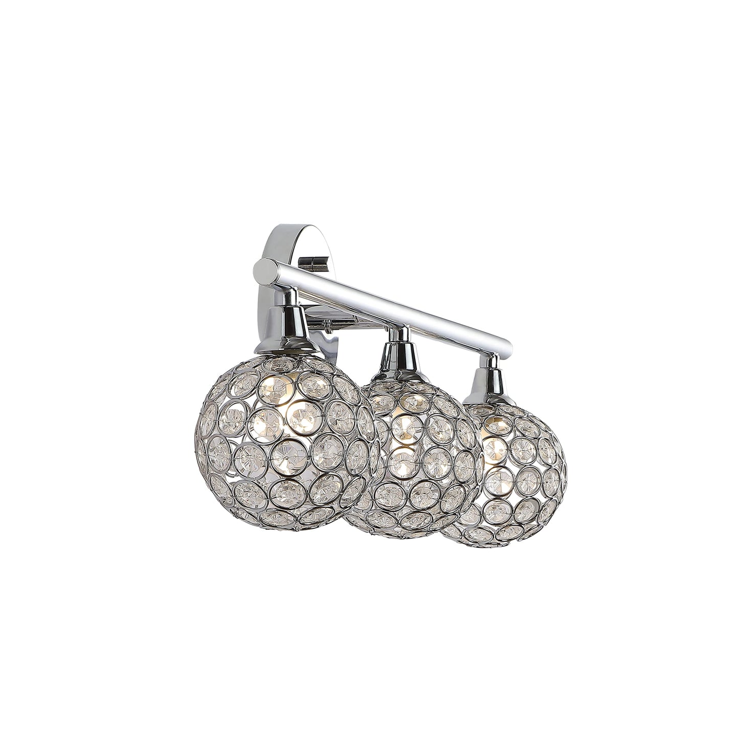 JONATHAN Y 23" Chrome Maeve Modern Glam LED Vanity Light Sconce for Bathroom, Clear Crystal Globe Shade, Art Deco Wall Light for Hallway Entryway