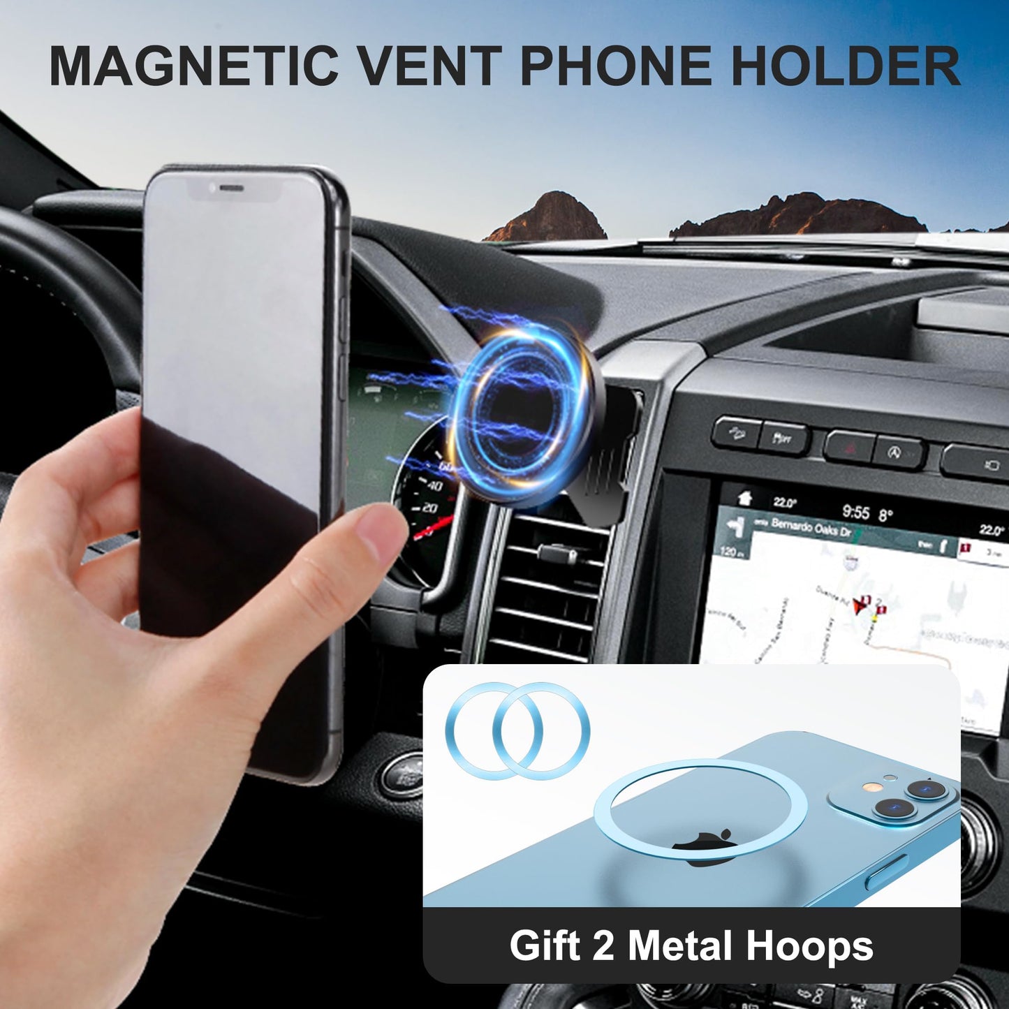 Surfcabin CNC Vent Phone Holder, Magnetic Car Air Vent Phone Holder Cradles Mount Compatible with F150 2015-2020 & Super Duty F250 F350 F450 2017-2021