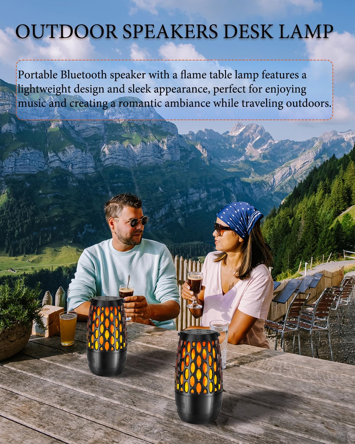Upgraded Outdoor Bluetooth Speakers Waterproof Patio, Outdoor Speakers with Light, Multi-Speaker Auto-Sync Up to 100 Speaker, BT 5.3 HD Surround
