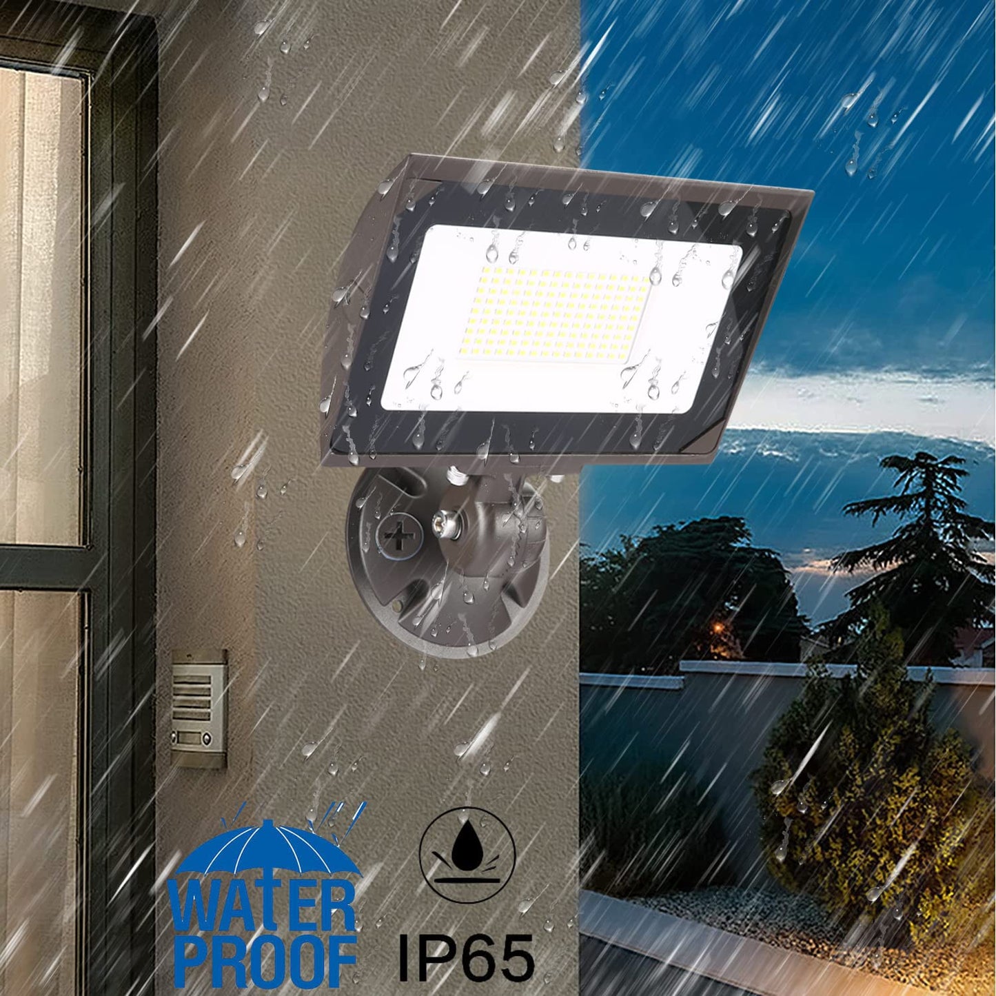 30W Outdoor LED Flood Light With 1/2" Knuckle Mount (Plate Included), 5000K Daylight 3600LM 120V, UL Waterproof LED Security FLood Lighting for Wall