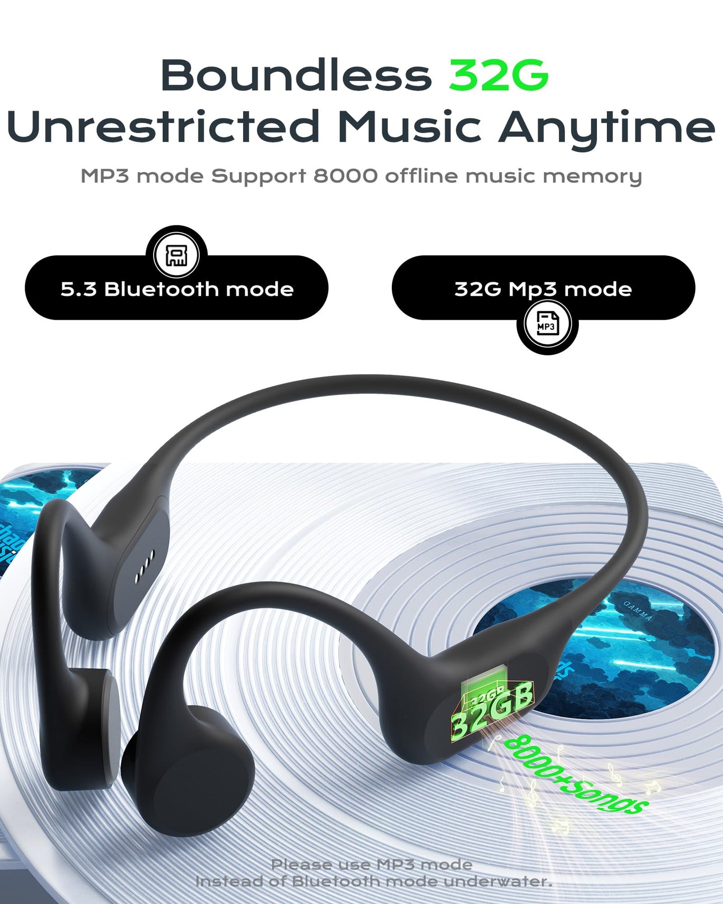 DEMICEA Open Ear Sport Headphones, Soft Silicone Wireless Bone Conduction Earphones, Powerful Bass, 10H Lasting, Multipoint Capable, Quick Charge