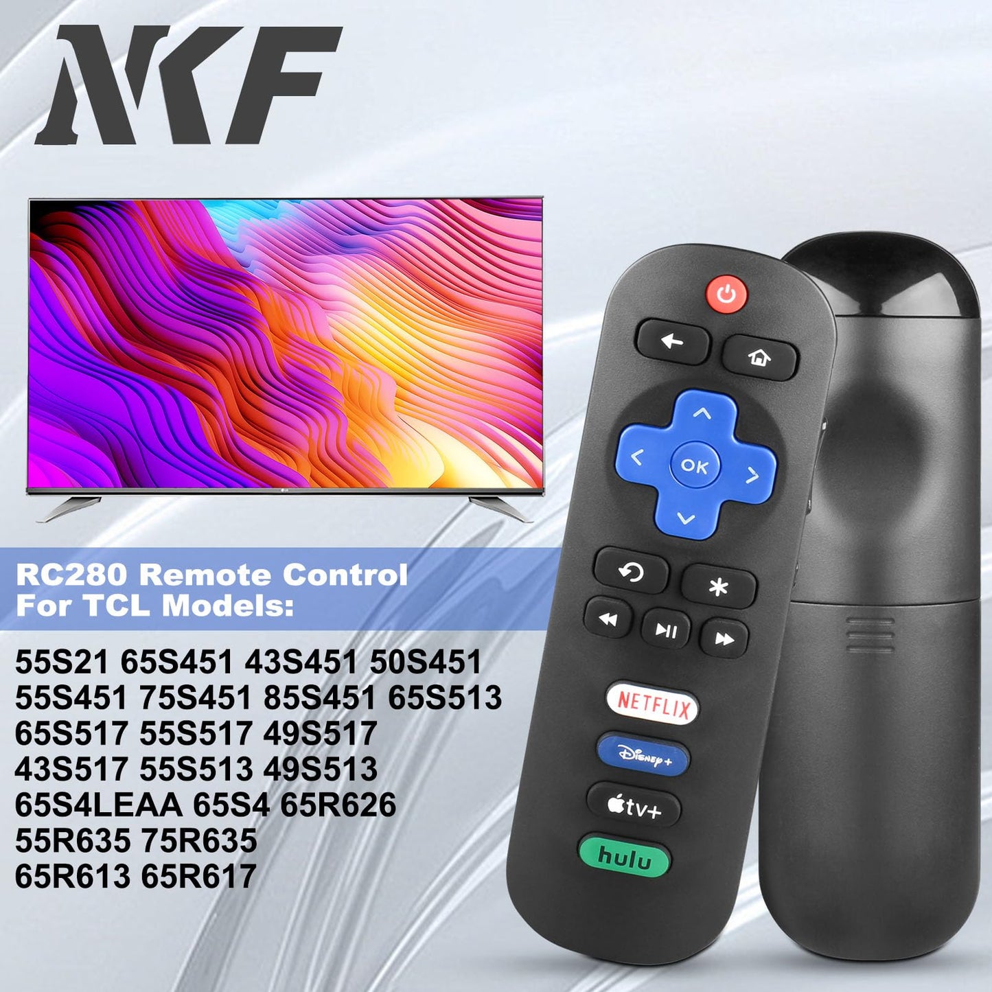 RC280 for TCL TV Remote Replacement: Remote Control for TCL TV 32S3850 32S305 40S305 43S305 43S451 50S451 55S451 55S555 55S21 65S451 65S555 75S555