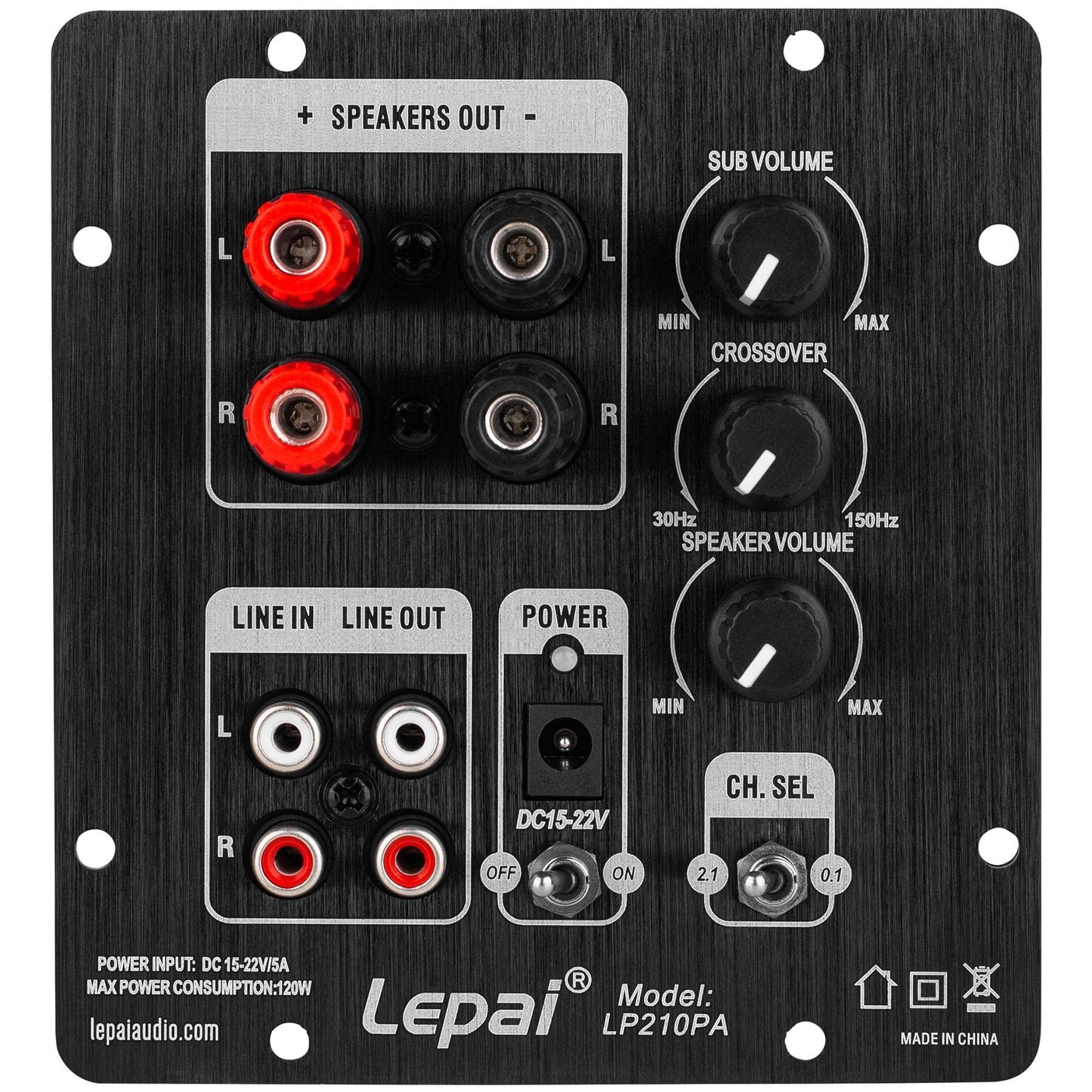 Lepai LP210PA 2x30W + 60W 2.1 Channel Mini Plate Amplifier TPA3118 with Power Supply