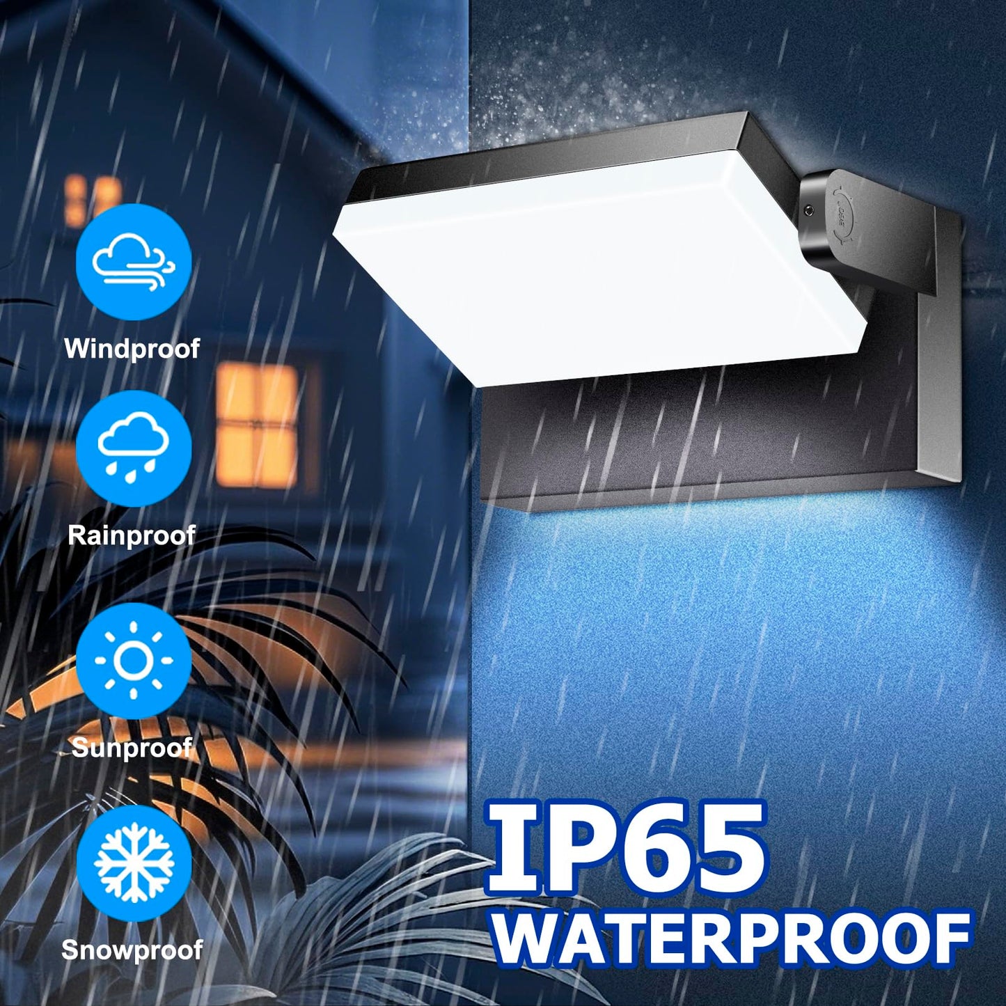rosykite 3CCT LED Outdoor Wall Lights, 4800LM, 360° Adjustable, 3 Color Modes, IP66 Waterproof, Security Wall Pack Flood Lights for Garage, Porch