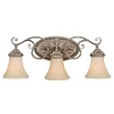 VAXCEL Avenant 3-Light 23 inch Wide French Bronze Traditional Bathroom Vanity Lighting Fixture, Amber Scavo Glass Shade, Dimmable, LED Compatible