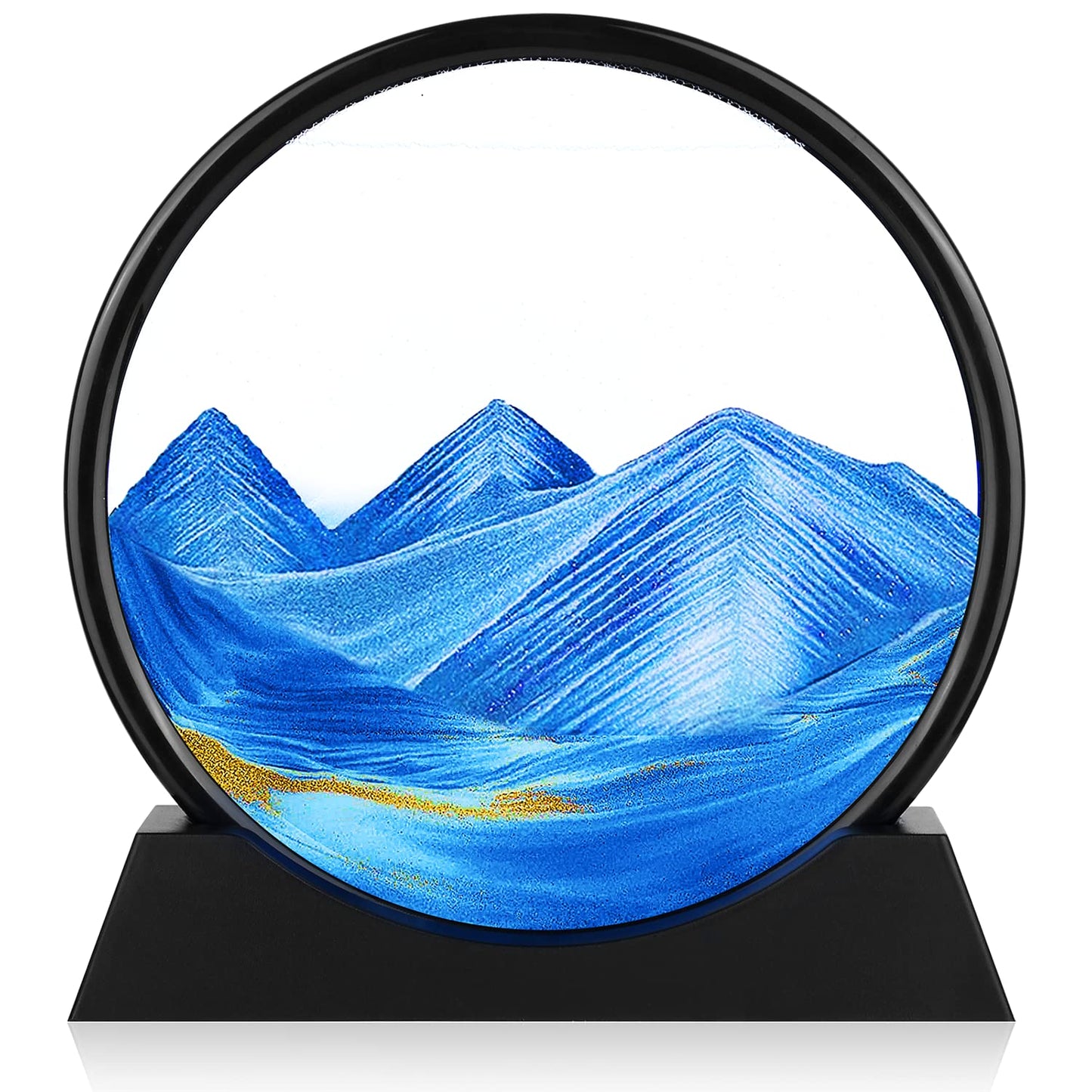 Moving Sand Art Picture - 3D Quicksand Painting Decor - Round Glass 3D Deep Sea Sandscape - Relaxing Home Decoration Desk Toys for Home Office Desk…