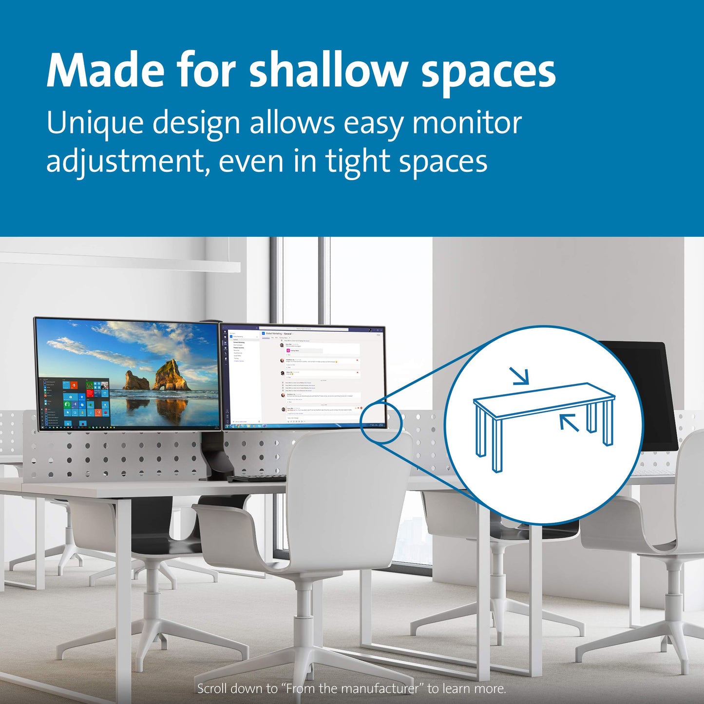 Kensington Dual Monitor Mount for Desk, C-clamp Vesa Monitor Stand Fits 2 Ultrawide Monitors Up to 27 Inches, Low Profile Stand, Height Adjustable