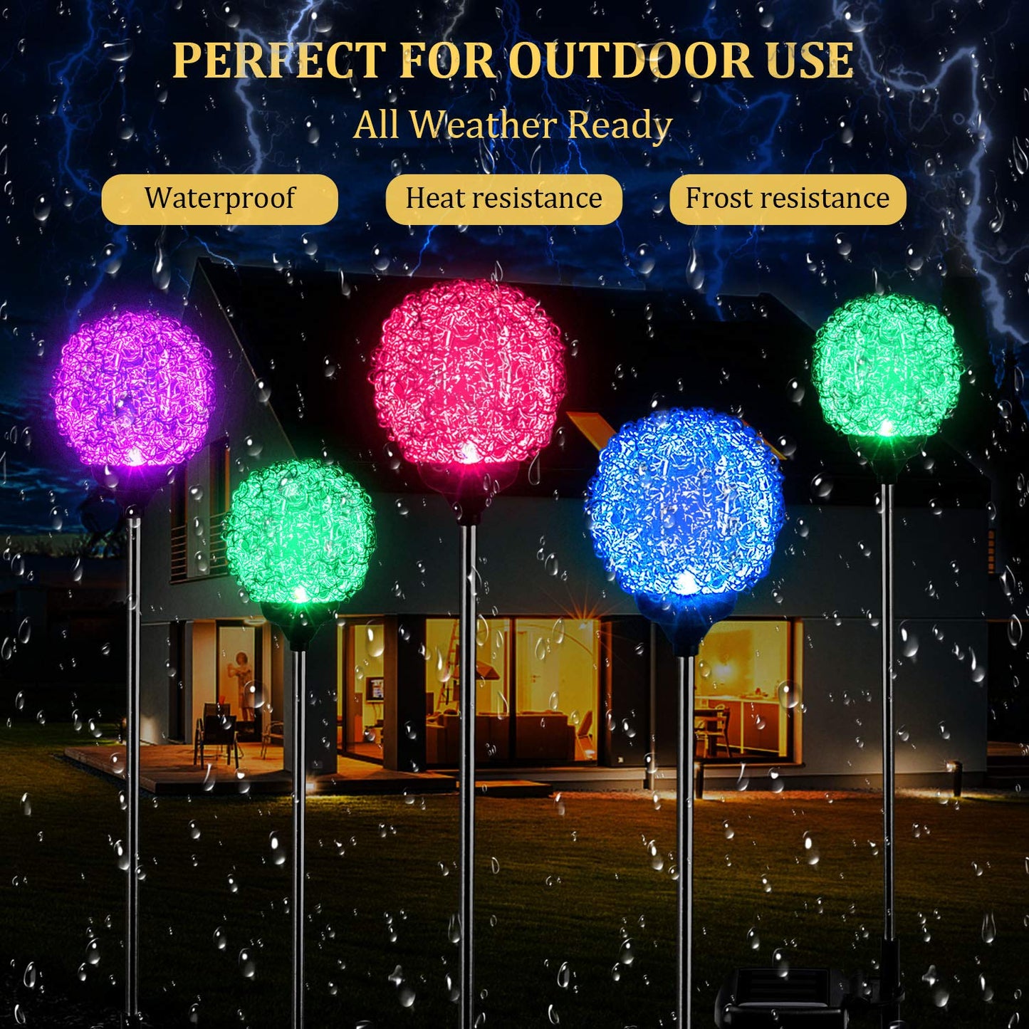 MMHF Solar Garden Lights Outdoor, Upgraded Globe Powered Garden Light, Multi-Color Changing LED Solar Stake Lights for Patio Backyard Pathway Party