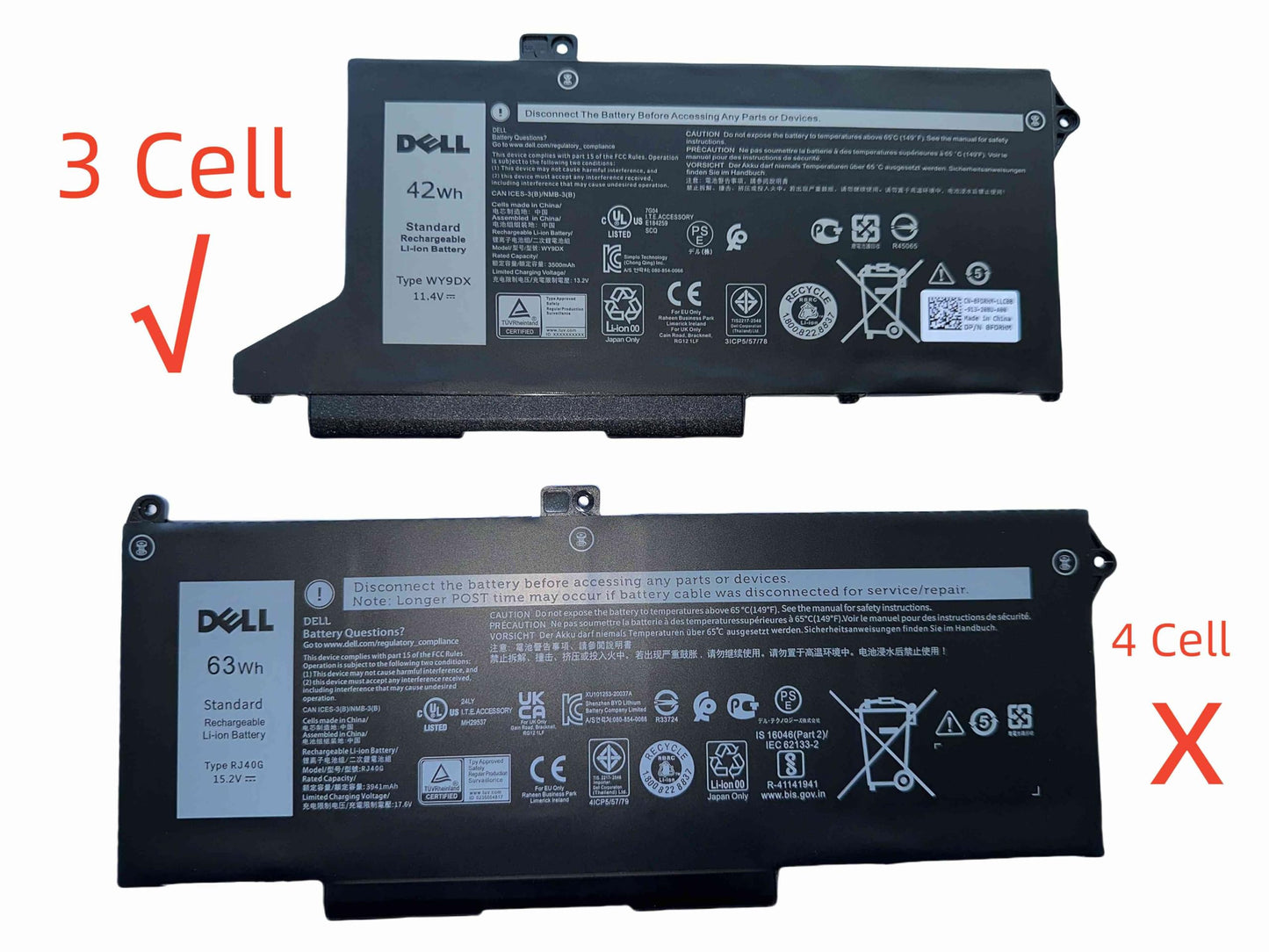 DELL WY9DX 11.4V 42Wh for DELL Latitude 5420, Latitude 5520, Precision 3560 Series Laptop P/N: RJ40G WY9DX 0WK3F1 WK3F1 0M3KCN M3KCN 01K2CF 1K2CF