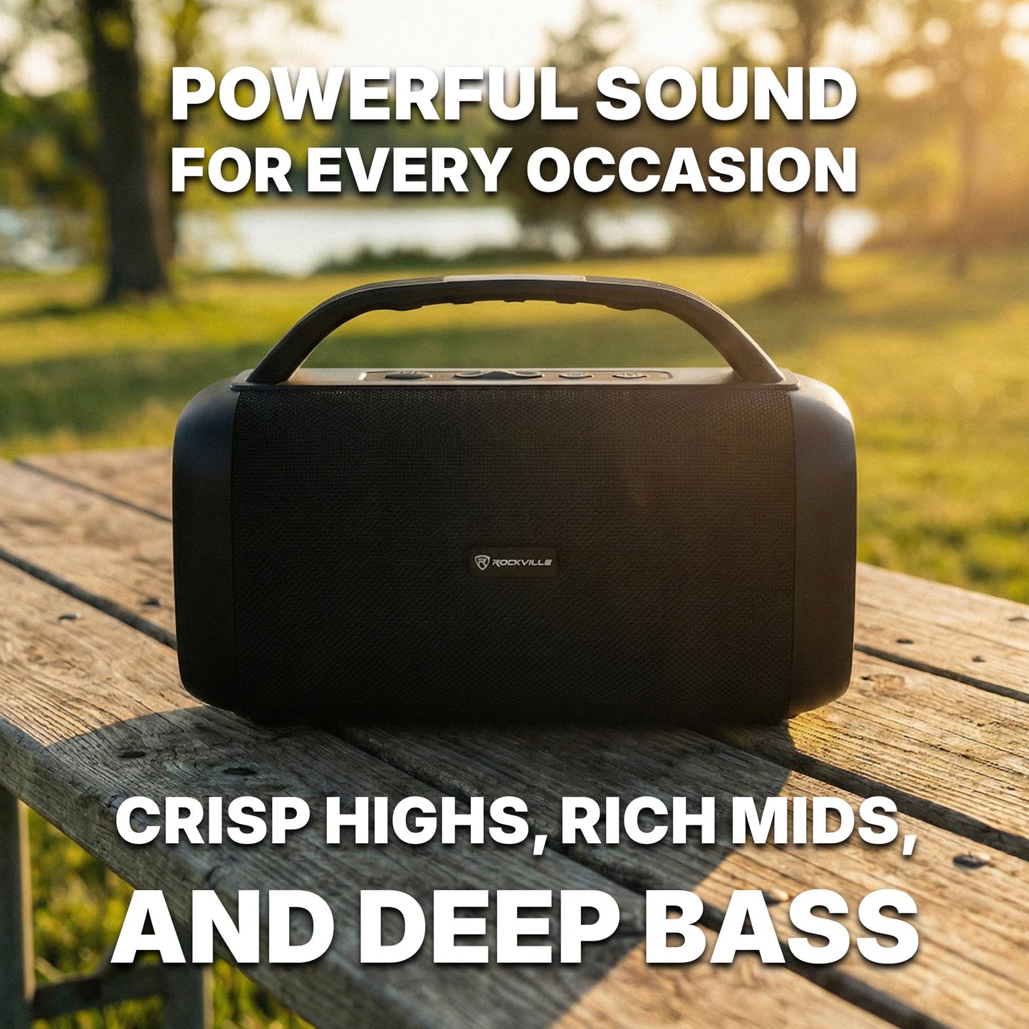 Rockville RPB55 Portable Bluetooth Speaker, 20W RMS, Dual 3.5" Full-Range Drivers, TWS Pairing, USB/TF Playback, Deep Bass, Up to 16-Hour Battery