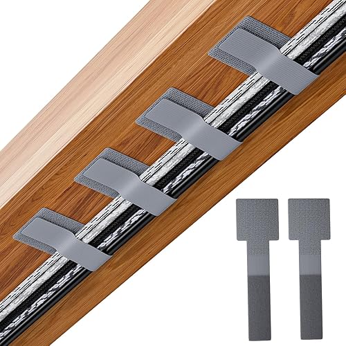 gliship 100pcs Hook and Loop Cable Ties, Adhesive Wire Management, Adjustable Cord Wrappers, Grey