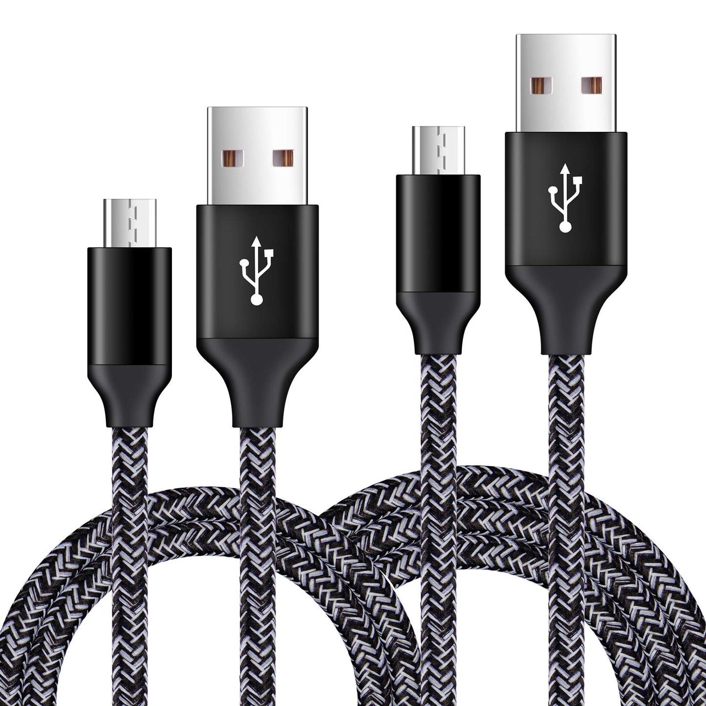 Short Micro USB Cable 2-Pack, 1.6+3FT Phone Charger Power Cords Android Fast Charging Cables Compatible with Samsung Galaxy J7 S6 S7 Edge J3,Note 3 4