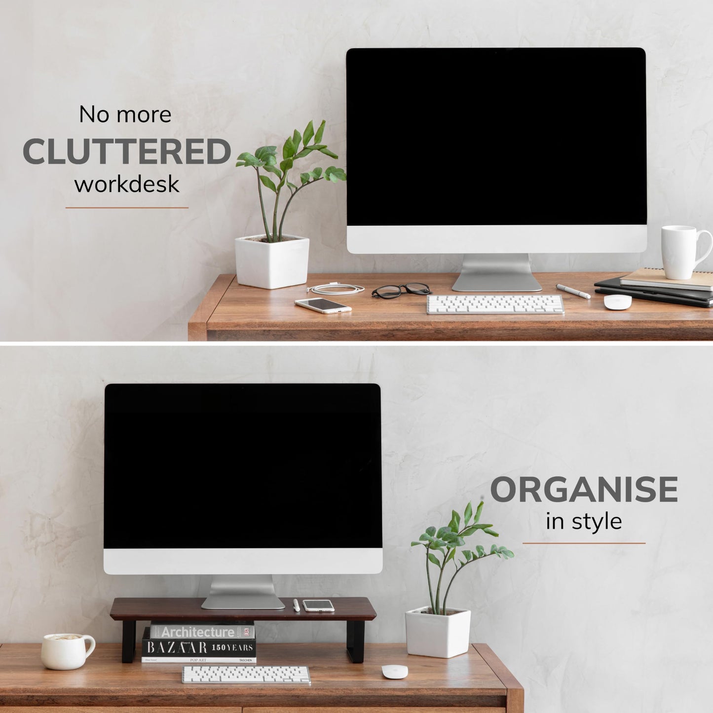 Anji Mountain Monitor Stand - Desktop Organizer & Laptop Riser, Ergonomic Monitor Riser, Space-Saving Monitor Stand for Desk, Durable Construction