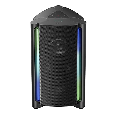 TCL TP200K Portable Bluetooth Party Speaker with 5 RGB Dynamic Light Shows, 12 Hr Battery, and IPX4 Splash-Proof Rating