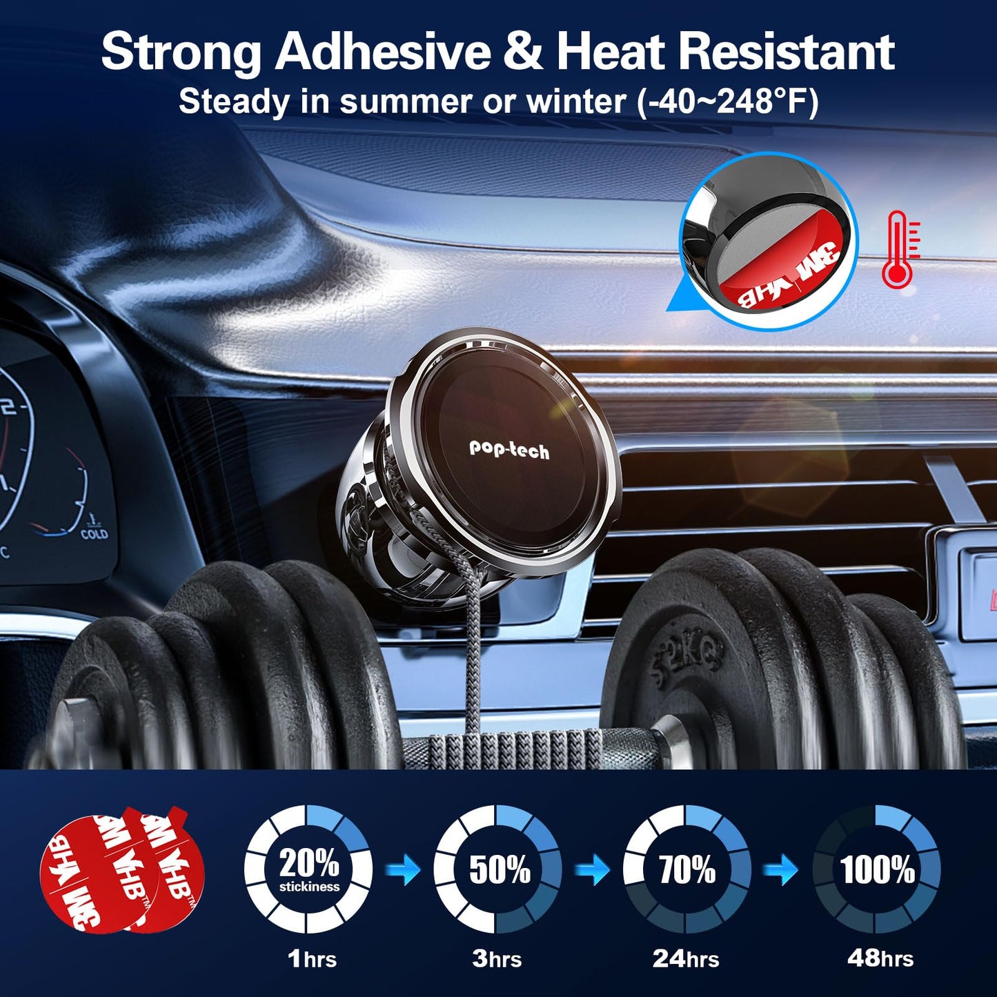 pop-tech Magnetic Car Phone Holder: Adhesive All-Metal Dash Mount for Mercedes Benz GLC/C/E/CLS-Class - Universal Magnet Cell Phone Automobile Cradles