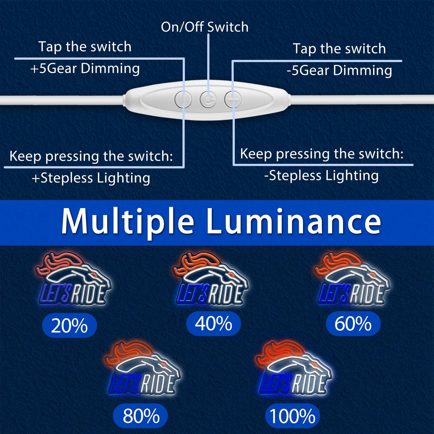 Football Team Neon Sign, Cool Dimmable Light Up Led Football Team Sign Merch Logo Hanging USB Powered for Wall Decor, Man Cave, Bedroom, Game Room