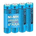 TrianglePatt 4 Pack BK-30AAABU Ni-MH AAA Rechargeable Batteries 1.2V 300mAh for Panasonic Cordless Phones, Remote Controls, and Electronics