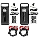Rockville RMC-XLR Bundle: (2) High-End Metal Handheld Wired DJ Microphones with Neodymium Magnet, (2) RCXFM20E-B 20Ft 100% OFC Nickel Plated XLR
