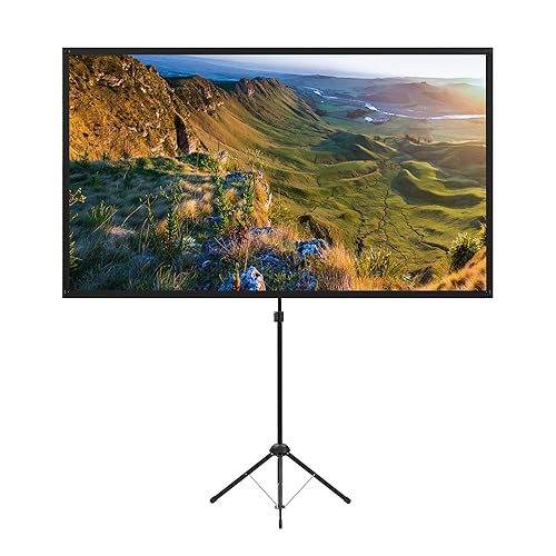 Projector Screen with Stand, 100 Inch Outdoor Projection Screen 16:9 and Tripod Stand, Portable Projector Screen, 1.2 Gain, Lightweight and Compact