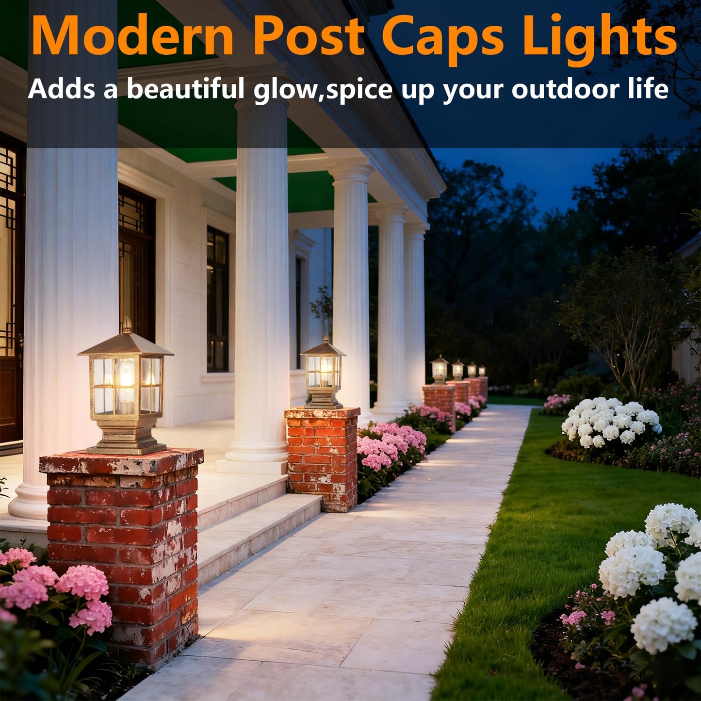 SLAWA Modern Exterior Pillar Lights - Outdoor Garden Patio Post Lights with Glass Lampshade