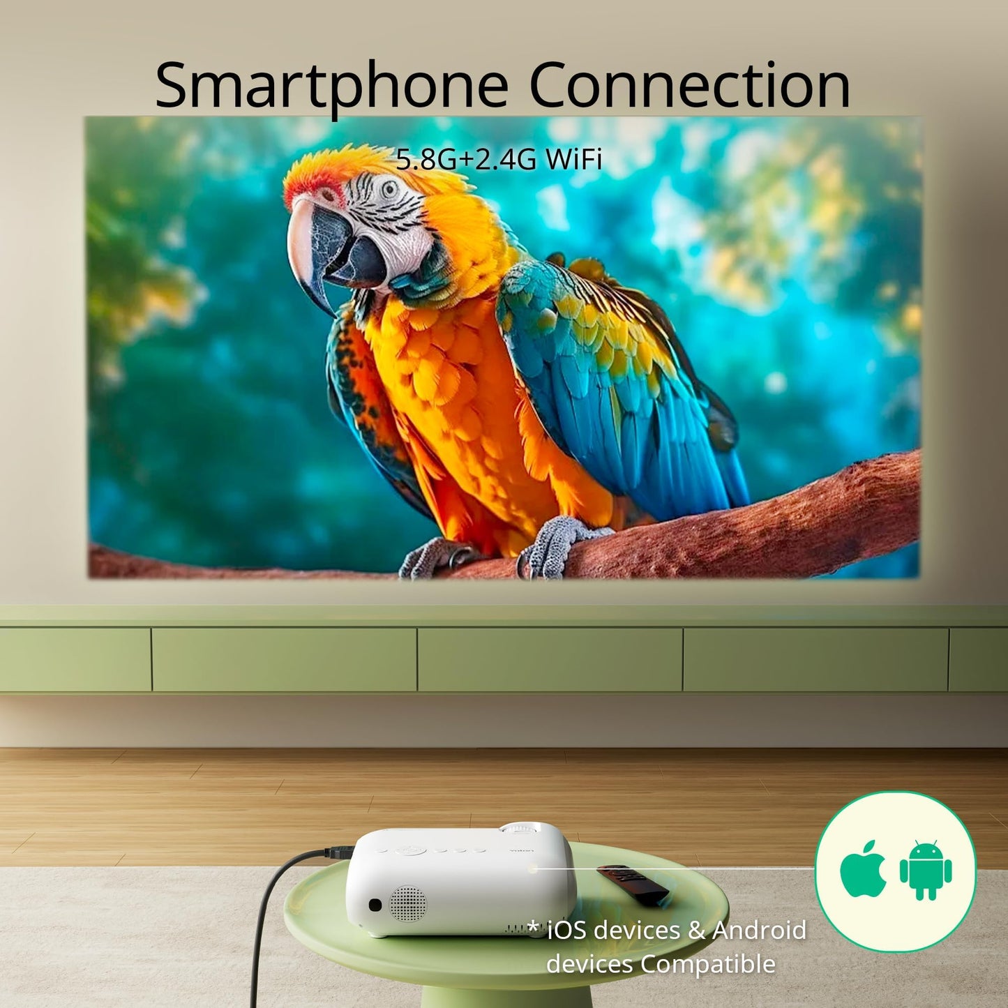 YOTON Smart Projector with WiFi and Bluetooth, Officially Licensed Netflix/Prime/YouTube, Native 1080P Full HD Portable Outdoor Movie Projector, 4K