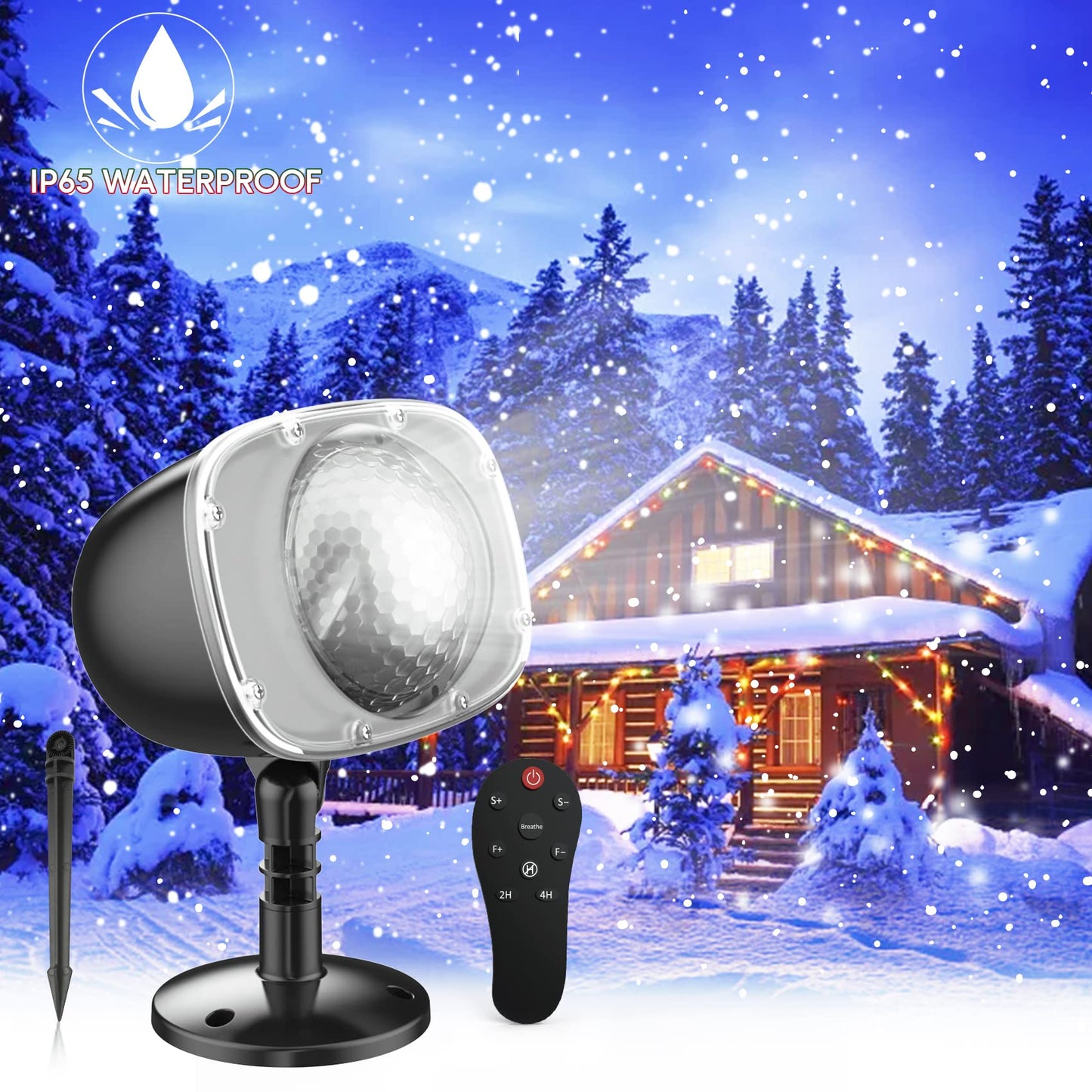 Christmas Snowfall Lights Projector Outdoor,Indoor Holiday Projector Lights with Remote Control, Rotating Snow Falling Projector Lamp for Halloween