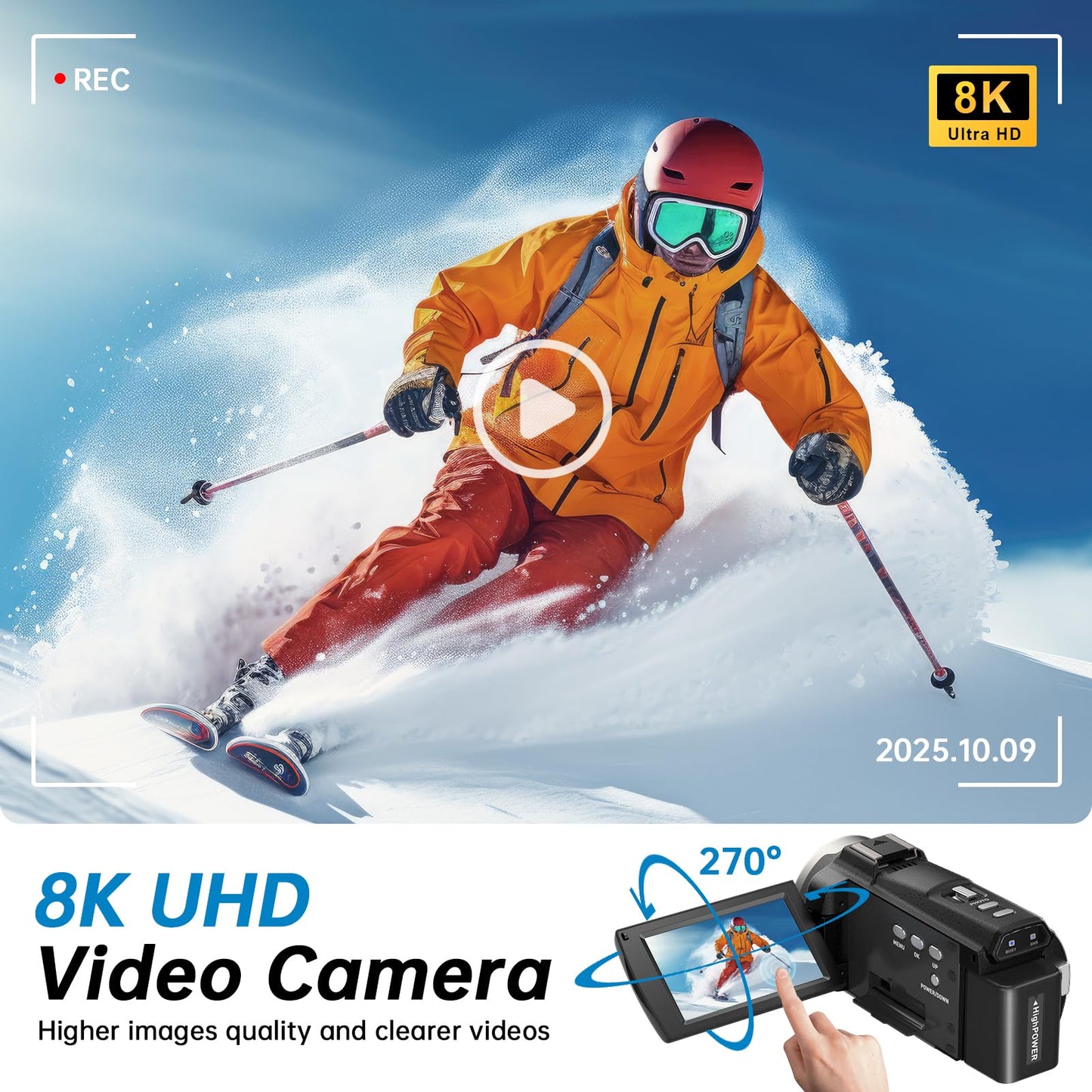 8K Video Camera Camcorder 2025 Latest 88MP Ultra HD Video Cameras Wifi Vlogging Camera for YouTube 18X Digital Video Cameras with 32G Card Microphone