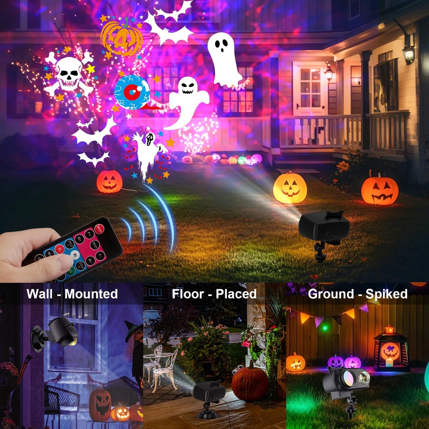 2026 Upgrade Halloween Christmas Projector Lights Decorations, COOLWUFAN Outdoor Indoor Holiday Projector Lights with Remote and 20 HD Effects(3D