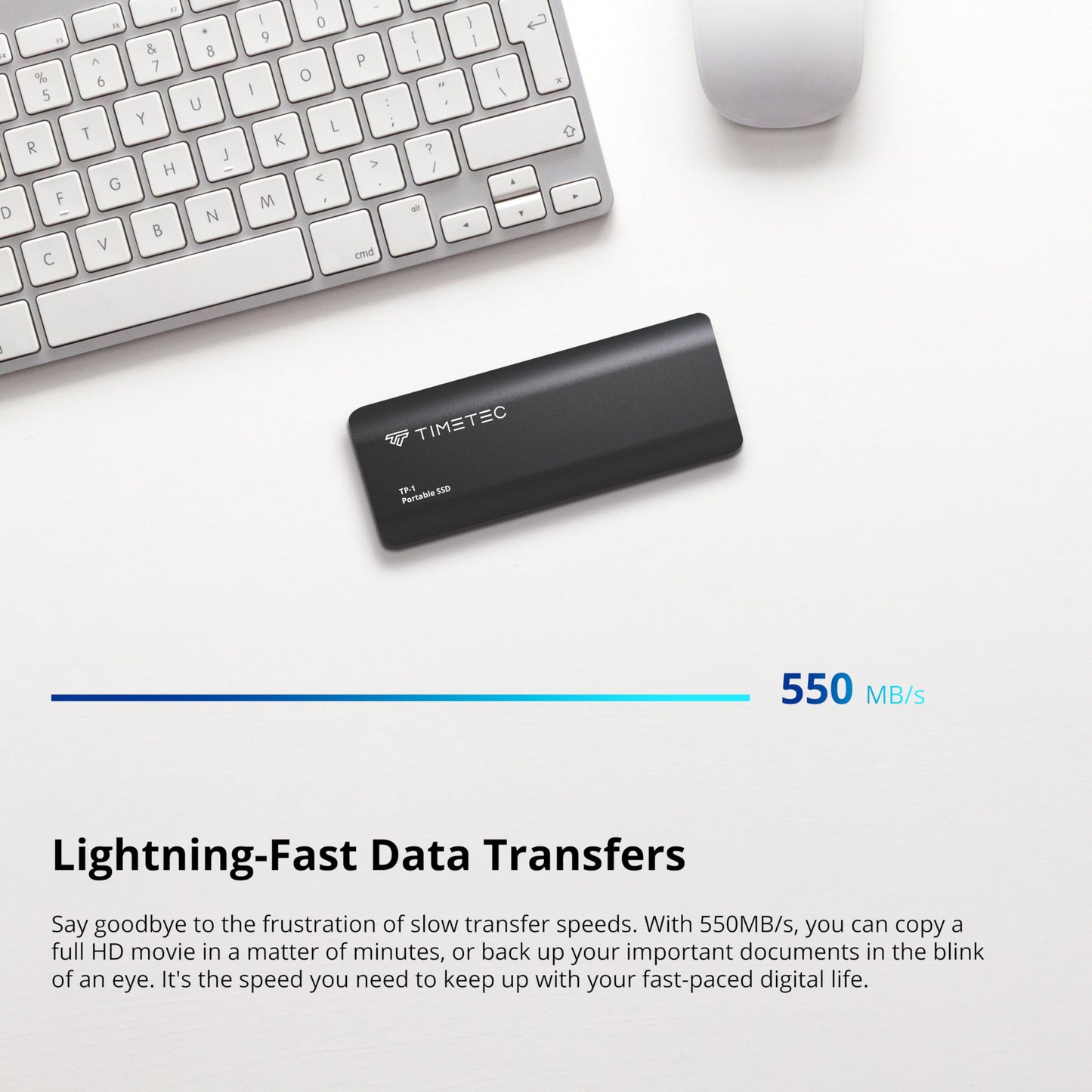 Timetec 1TB Portable External SSD USB3.2 Gen2 Type C Up to 550MB/s Ultra-Light Aluminum Mini External Solid State Drive with USB C to A Cable/USB A