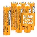 EOCIK 6 Pack HHR-70AAAB AAA Rechargeable Battery for Panasonic 1.2V 750mah NiMH AAA Batteries for Cordless Phones, Remote Controls, Electronics