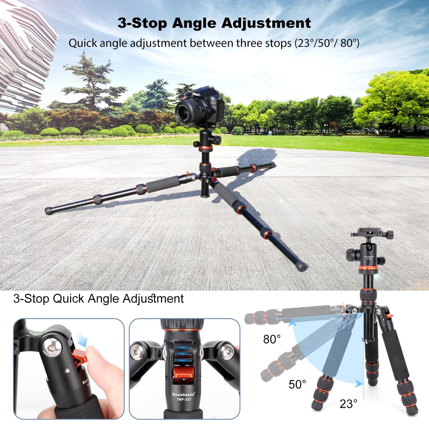 Koolehaoda Mini Desktop Tripod Aluminum Portable Camera Tripod 7"-25" Adjustable Desk Tripod with 360° Ball Head, 1/4" Quick Shoe Plate for DSLR